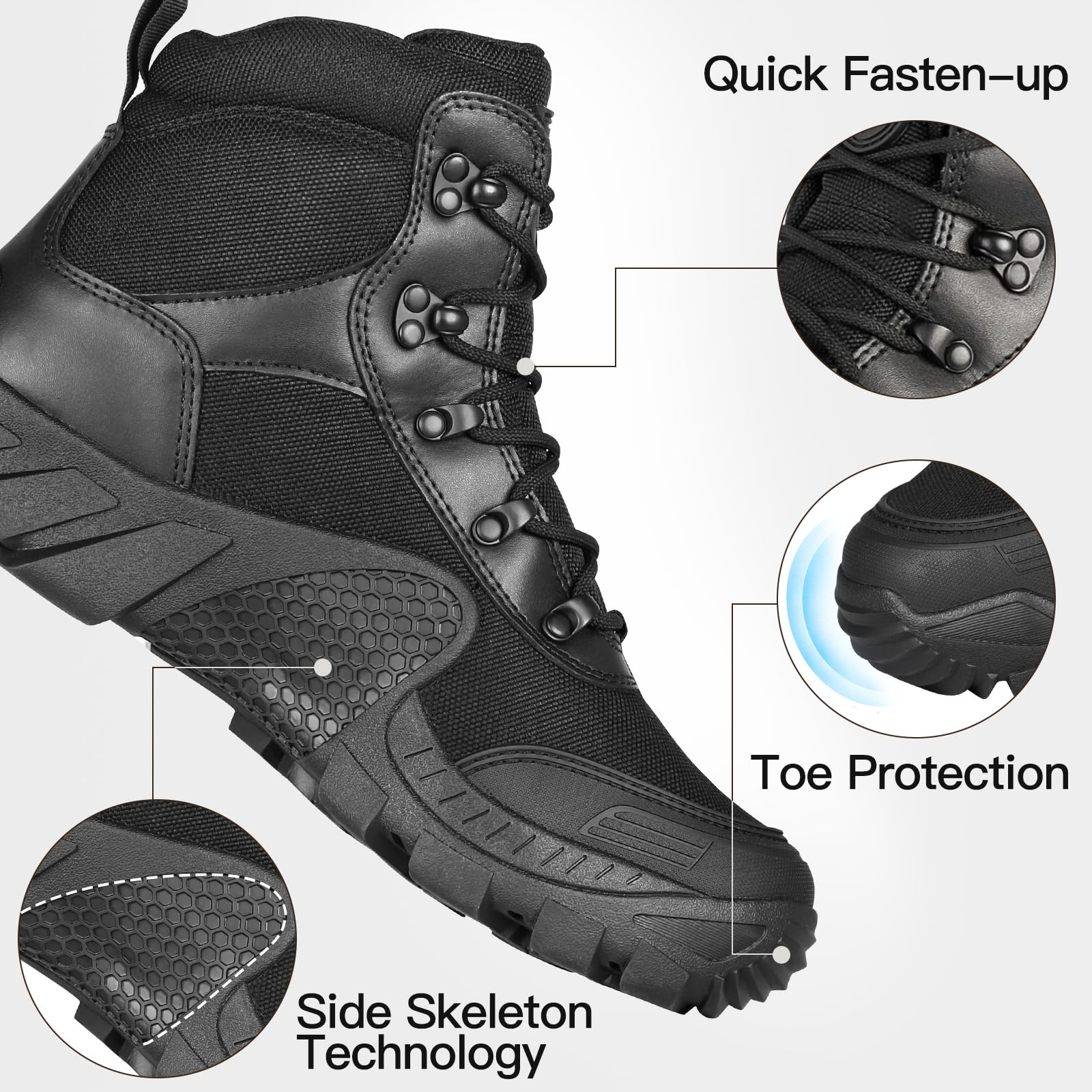 FREE SOLDIER Men's Waterproof Hiking Boots - Tactical Military Work Boots for Outdoor Activities, Lightweight & Durable for Hiking, Camping, and Hunting