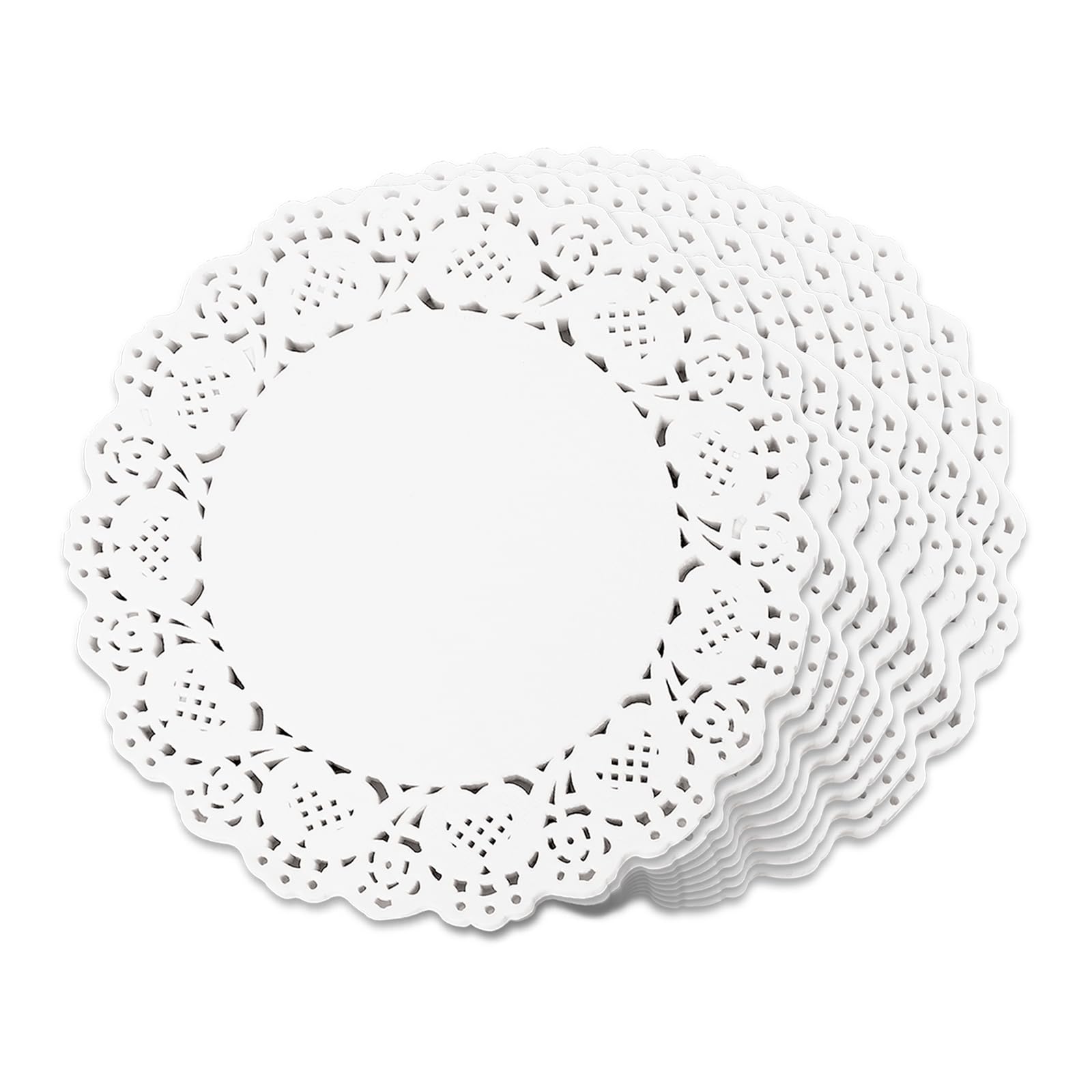 7 Inch White Lace Paper Doilies - 150PCS Round Disposable Cake & Buffet Doilies for Wedding, Party, Dessert Table Decorations - Perfect for Cake Stands, Cupcake Liners, and Food Presentation