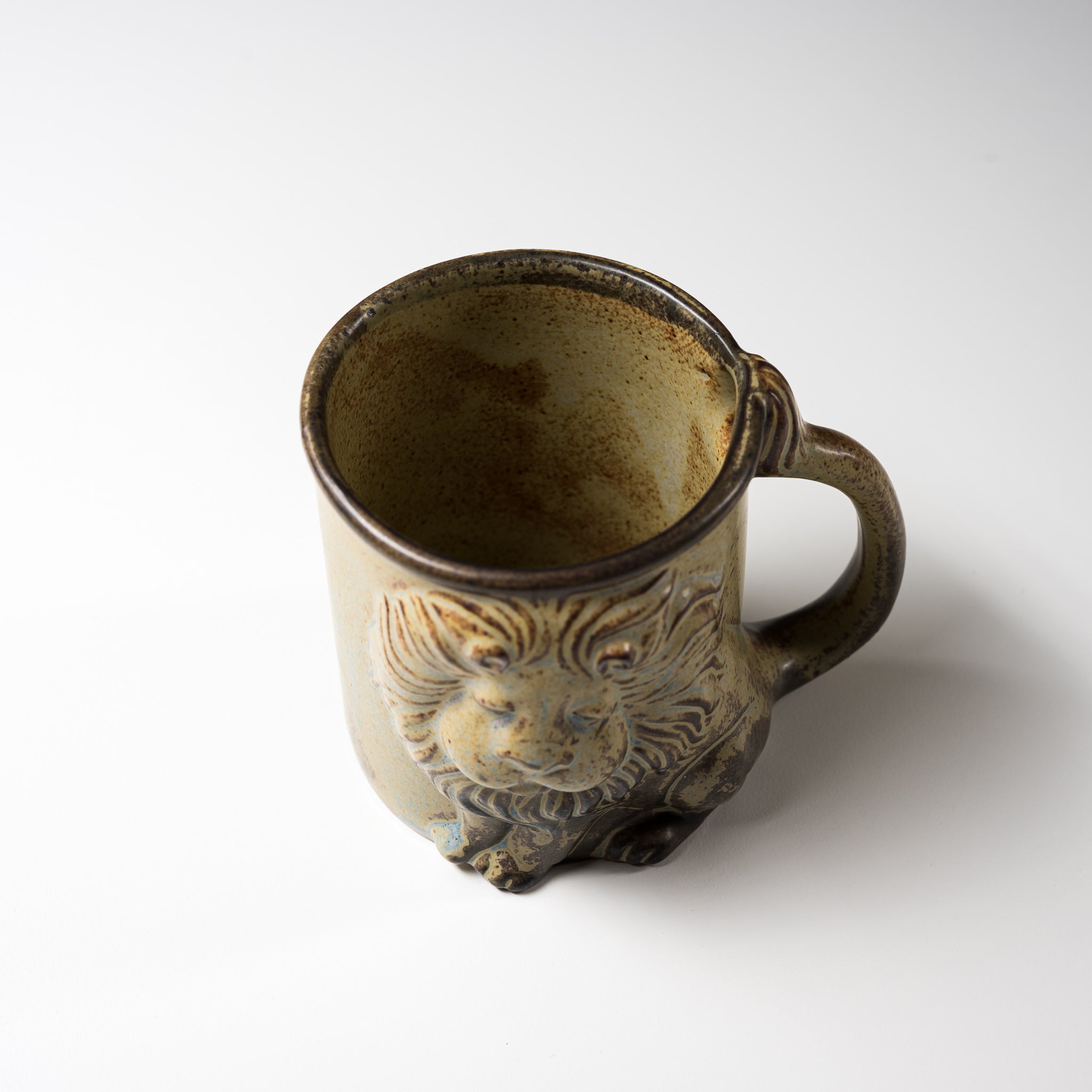 Seto Ware KASHIWA Animal Mug Cup - Lion Ceramic Coffee Cup, Japanese Traditional Pottery, Handcrafted Tea Mug for Home & Office Use, Perfect Gift for Tea & Coffee Lovers