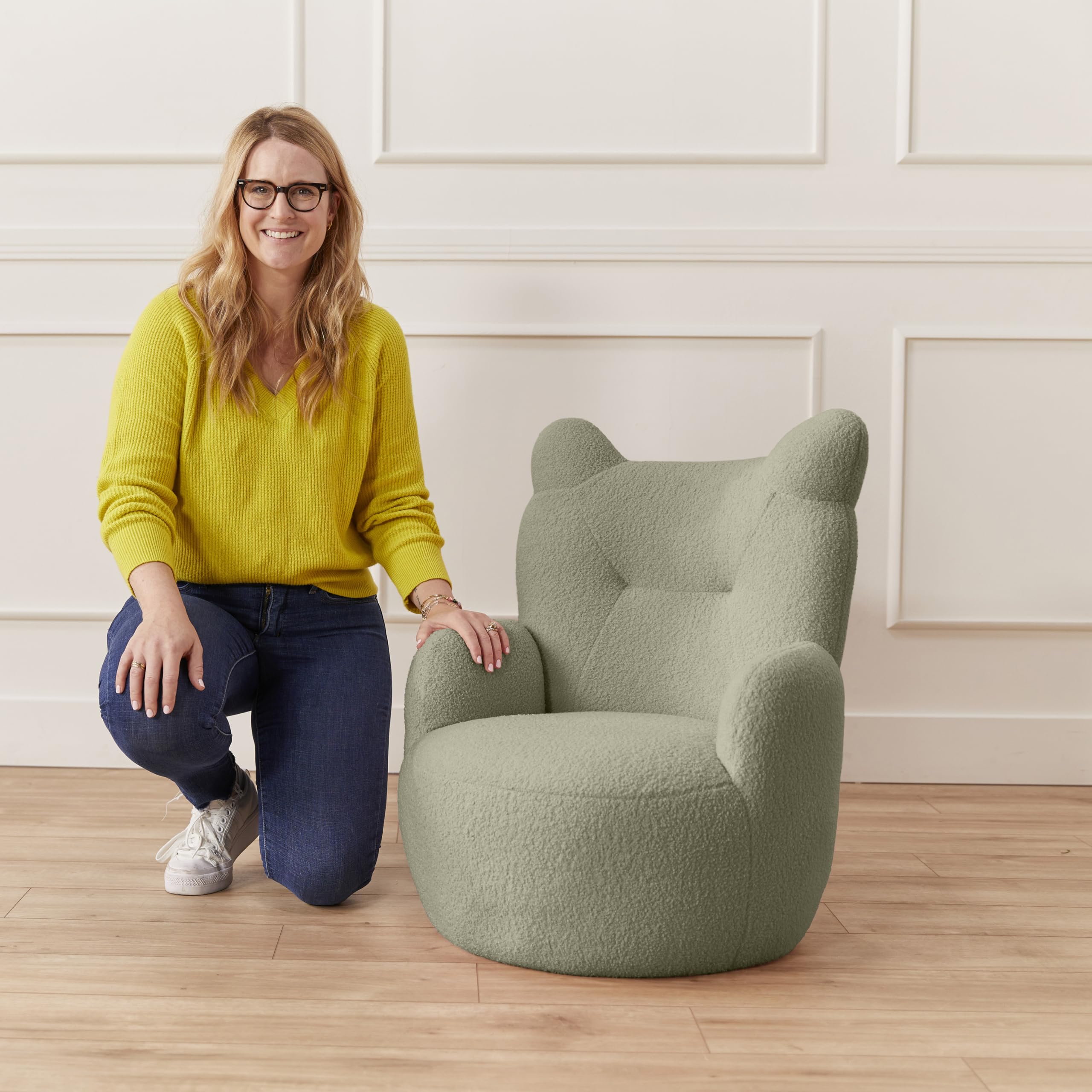 ECR4Kids Soft Teddy Bear Chair for Kids - Dark Sage Green Children's Furniture for Playroom, Bedroom & Reading Nook