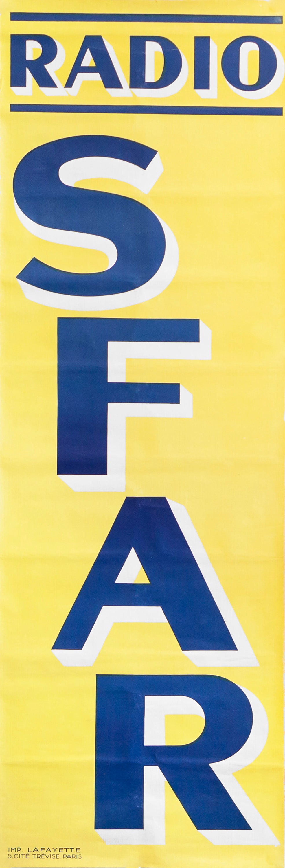 Vintage 1940s Original French Typography Poster - Retro Radio SFAR Art Print for Home Decor & Office Wall Art | Perfect for Mid-Century Modern Interiors & Vintage Lovers