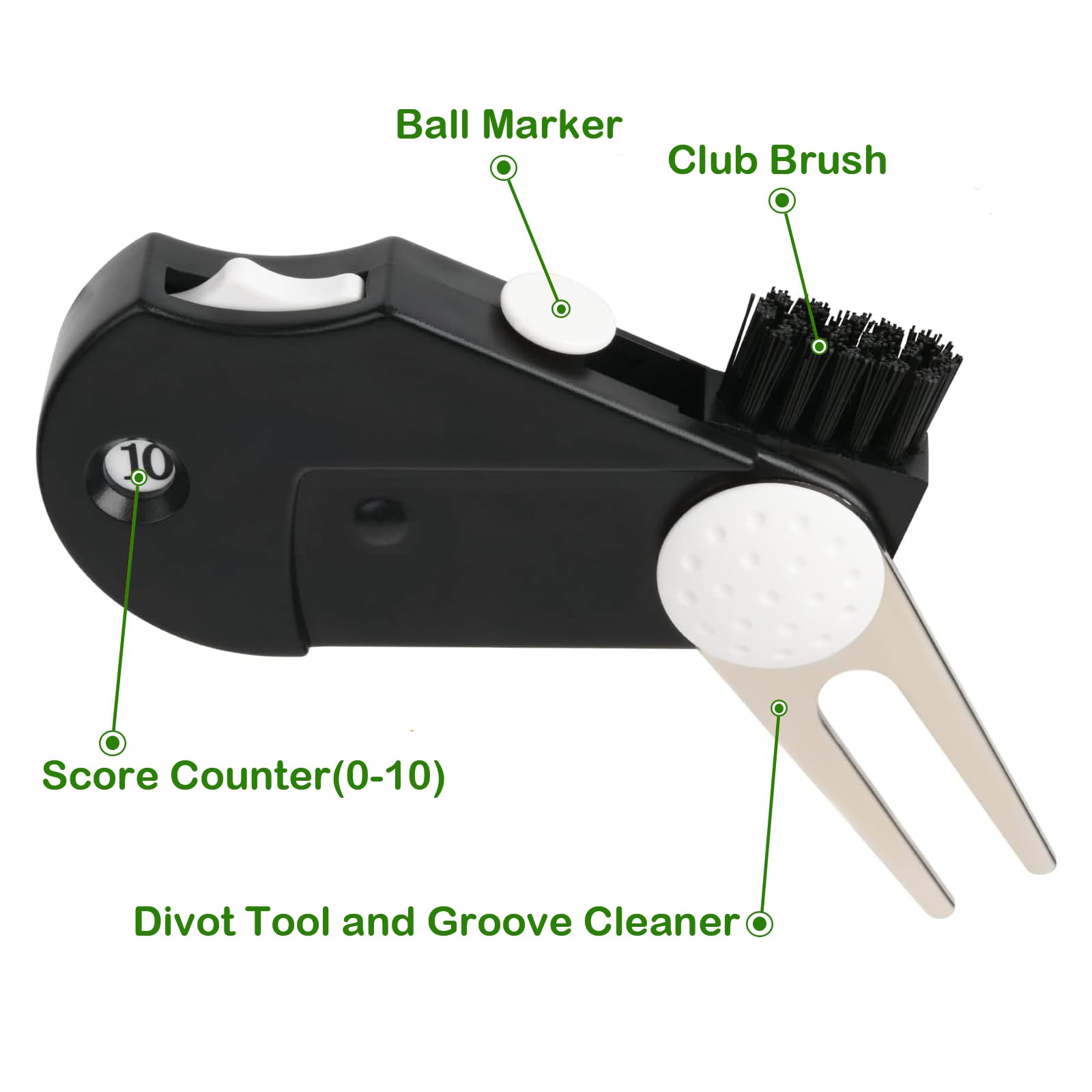 Premium 5-in-1 Metal Foldable Golf Divot Tool with Ball Marker - Durable Golf Accessories for Men & Women - Perfect for Repairing Greens, Practice Sessions and Golf Gifts