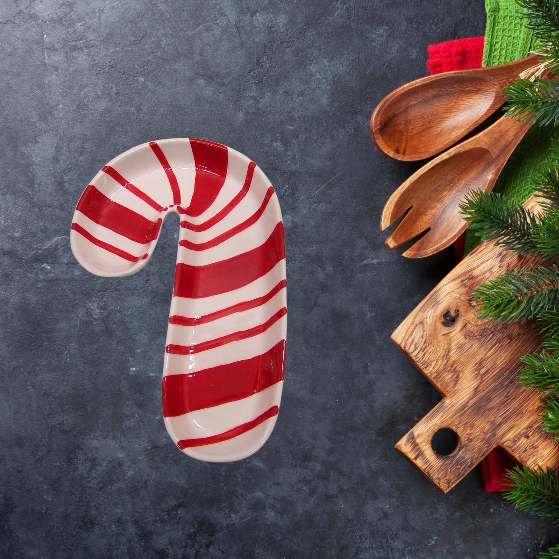Wowser Candy Cane Candy Dish - 10 Inch Holiday Serveware for Christmas Desserts & Party Treats | Festive Table Decor for Xmas, Thanksgiving & Winter Celebrations