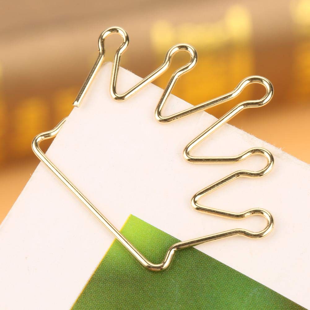 10Pcs Crown Shape Metal Paper Clips - Gold & Silver Bookmark Clips for Office, School, Scrapbooking - Document Organizer, Page Markers for Notebooks, Planners, and Journals