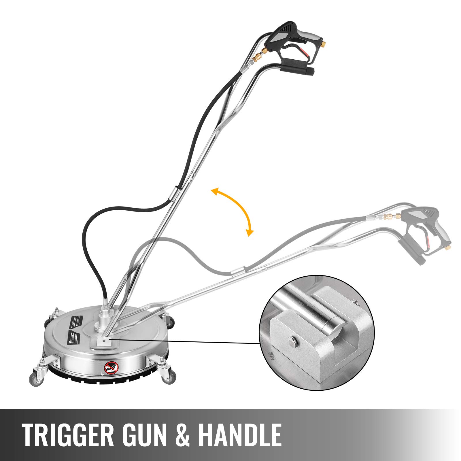 **Happybuy 22 Inch Stainless Steel Surface Cleaner for Pressure Washer - 4000 PSI, 10.5 GPM, with 3/8
