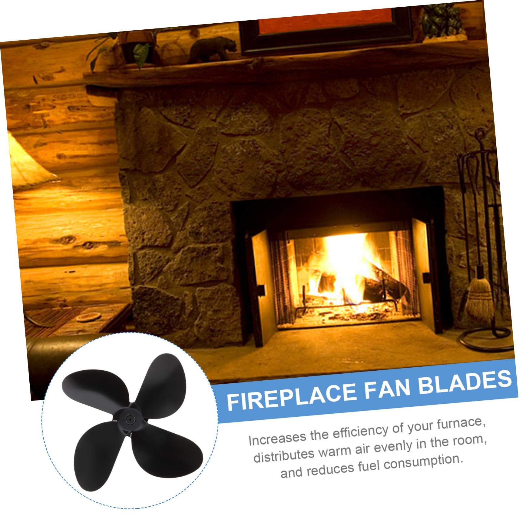 PRETYZOOM 2-Piece Fireplace Fan Blades Replacement Parts - Outdoor Ceiling Fan Accessories for Christmas Fireplace Decor, Patio, and Indoor Use