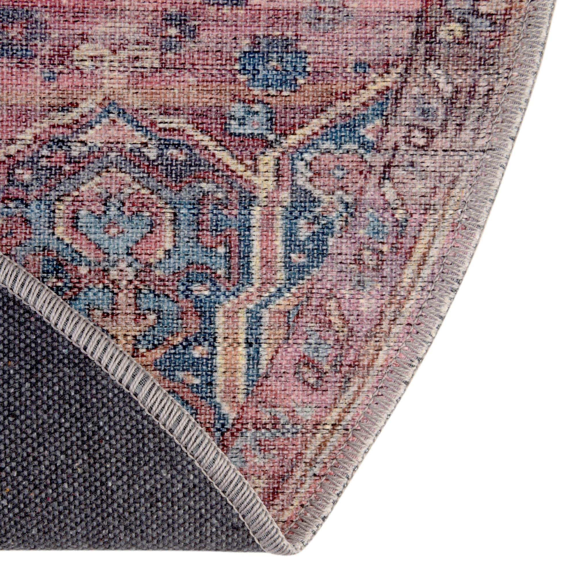Washable 5' x 8' Oval Rust Red Low-Pile Rug - Maahru Collection by Rugs.com | Soft & Durable for Living Rooms, Dining Areas & Open Spaces | Easy to Clean Home Decor for High Traffic Areas