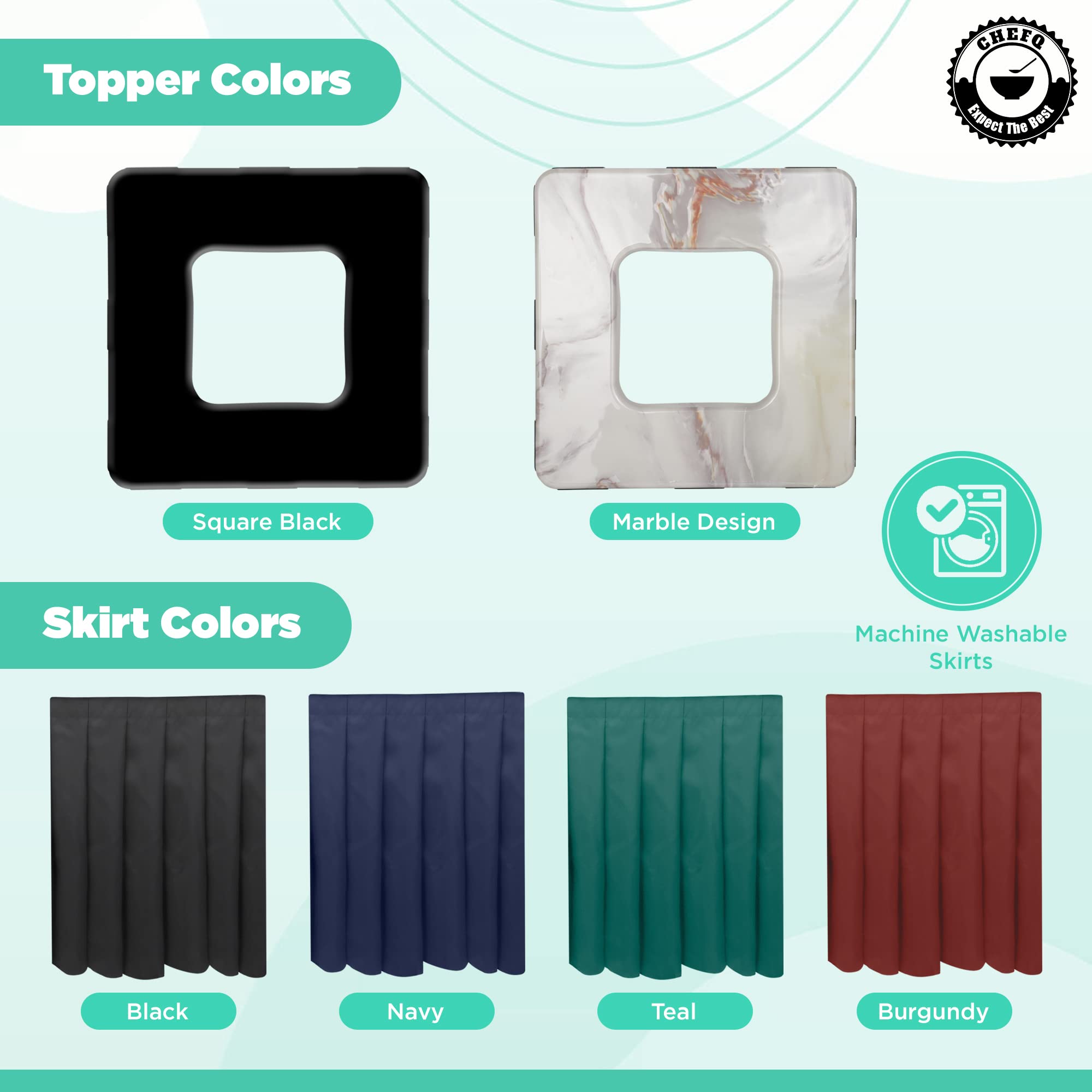 Marble Design Square Garbage Can Cover - Solid Pleated Skirt Topper for 32-35 Gallon Indoor Trash Bins | Waste Container Lid Without Wheels | Perfect for Kitchen, Bathroom, Office, Birthday Party & Events | Navy Blue Marble Top (Home & Commercial Use)