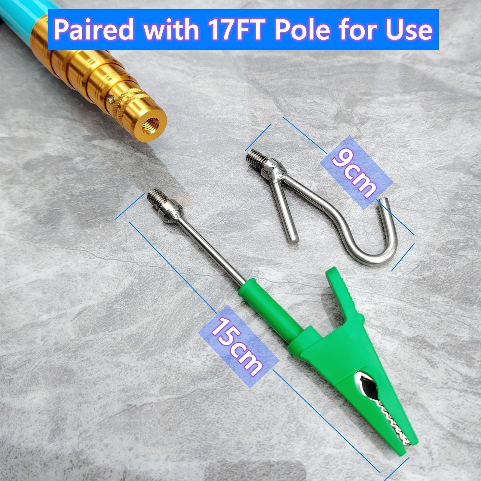 17ft Carbon Fiber Telescopic Pole for Cable Wire Pulling & Pushing - Multi-Section Locking System for Coax Electric Line Installation | Perfect for Electricians, Network Technicians & DIY Home Projects