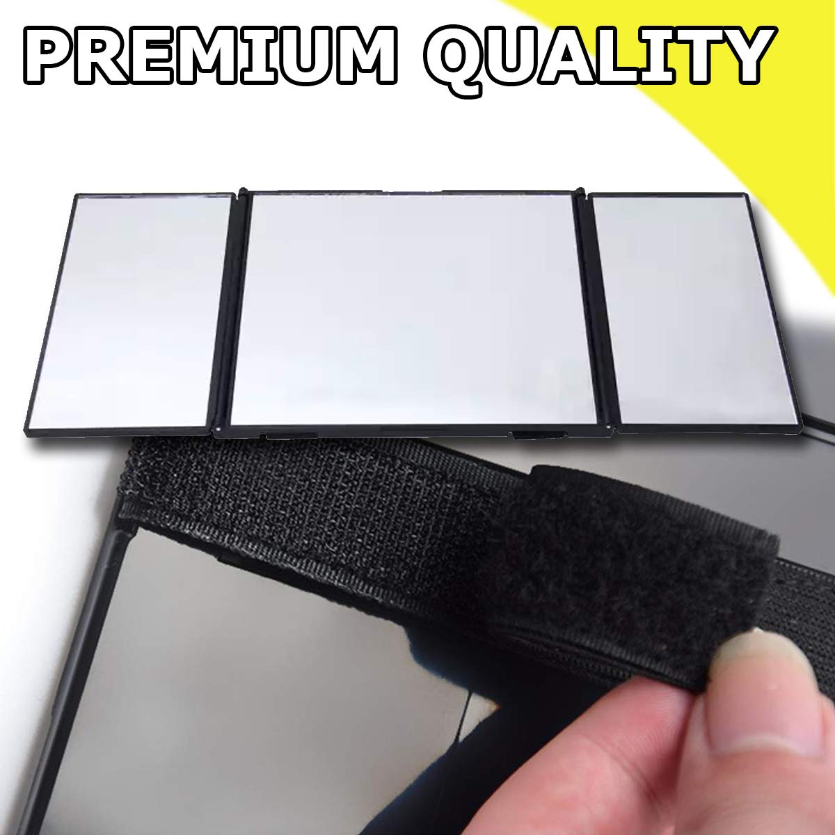 VaygWay Tri-Fold Car Visor Mirror - Universal Clip-On Vanity Mirror for Cars, Trucks & SUVs - Travel Makeup Cosmetic Mirror with Wide View - Perfect for On-the-Go Touchups and Rear Visibility