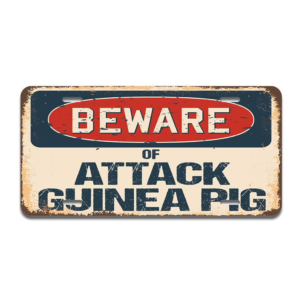 SignMission Beware of Attack Guinea Pig Aluminum License Plate 12