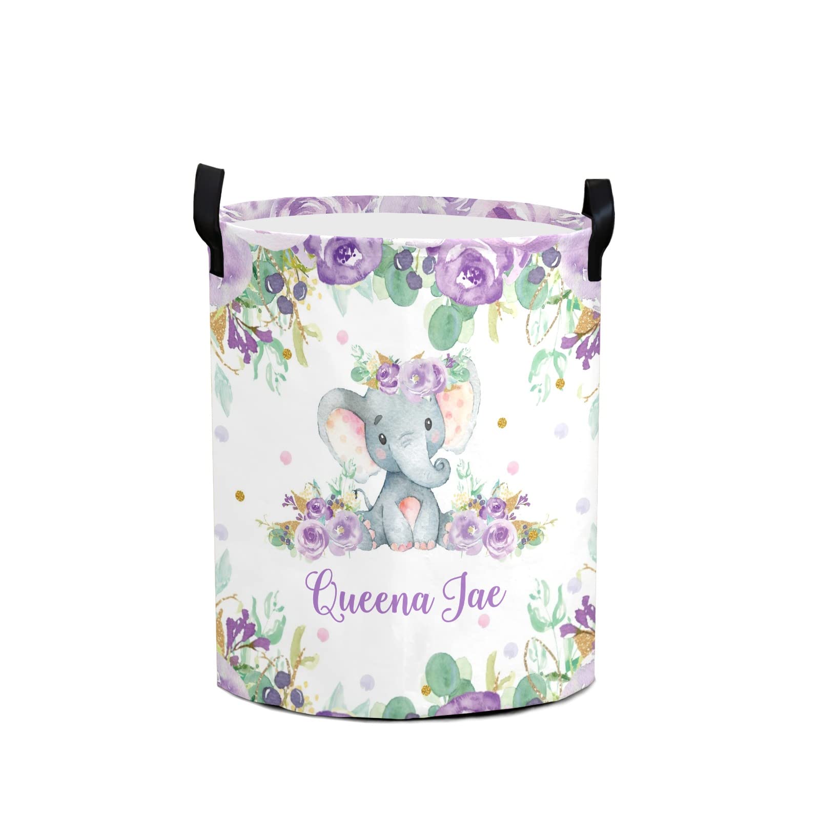 Waterproof Purple Floral Elephant Storage Bin - Oxford Fabric Laundry Hamper, Toy Organizer & Nursery Clothes Basket | Perfect for Baby Room, Bedroom Storage & Gift Baskets | Durable Home Organization Solution for Toys, Laundry & Clothes