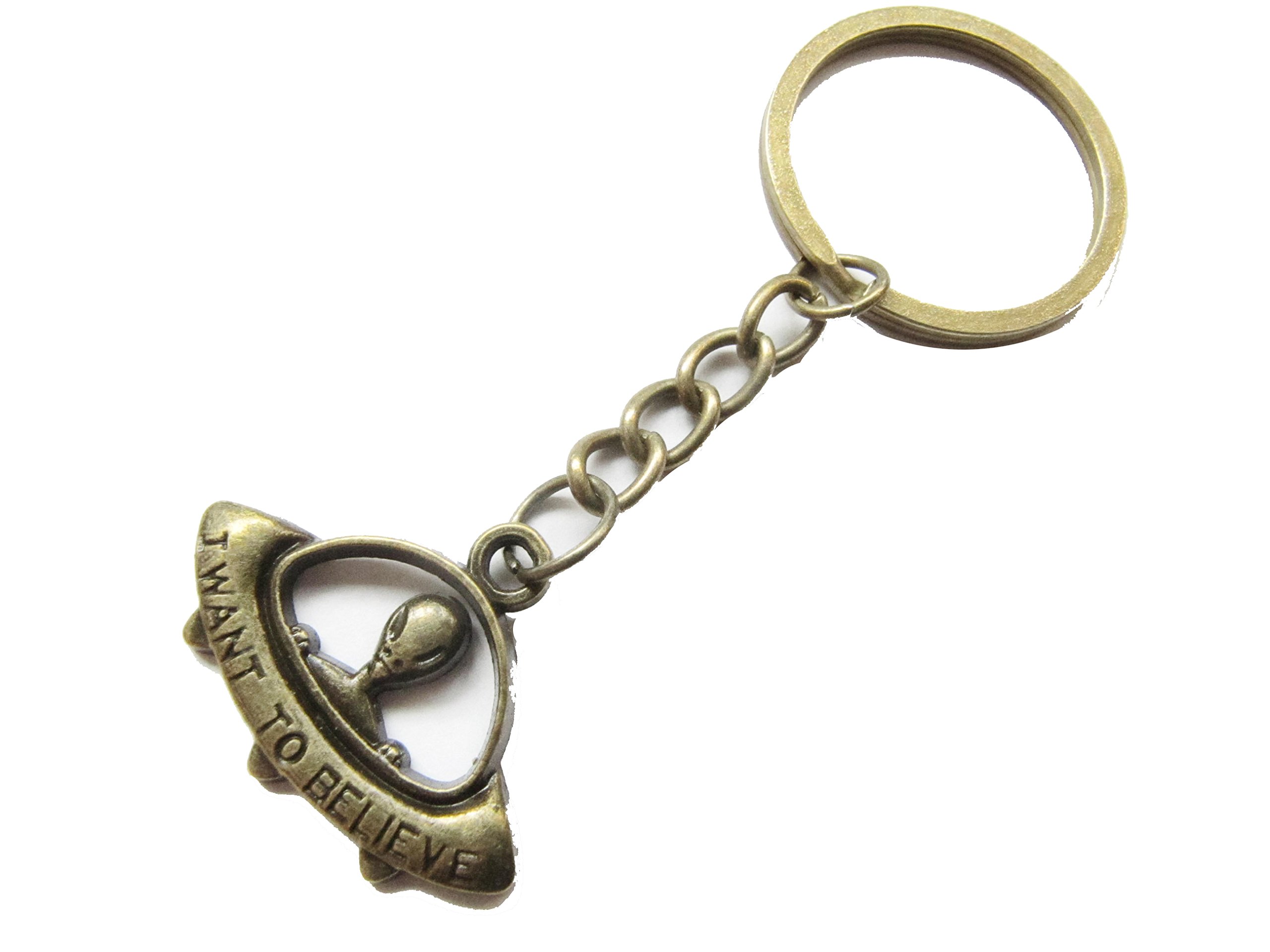 Alien UFO Keychain - I Want to Believe Jewelry for Sci-Fi Fans