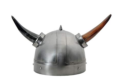 SZCO Supplies Authentic Silver Viking Helmet - Medieval Costume Accessory for Cosplay, Halloween & LARP Events | Norse Warrior Reenactment Gear
