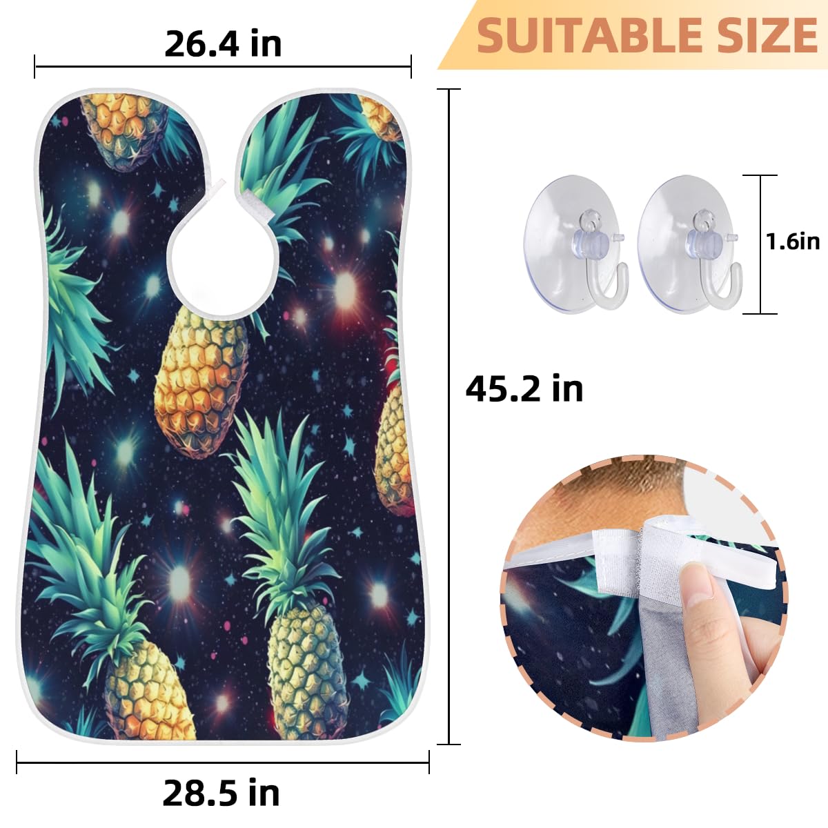 Space Pineapple Print Beard Bib for Men - Waterproof Shaving Apron, Hair Dye Cape & Barber Accessories - Perfect for Home Grooming, Salon Use & DIY Haircuts - Great Gift for Barbers & Beard Enthusiasts
