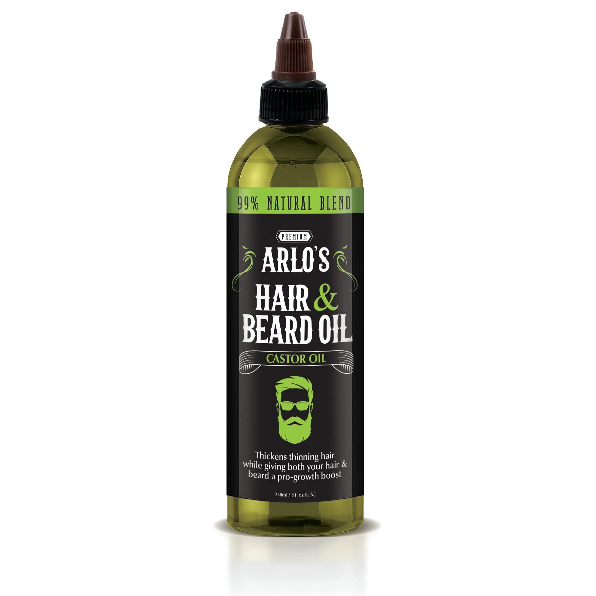 Arlo's 8 oz Hair & Beard Growth Oil with Castor Oil - Natural Moisturizer for Men's Facial Hair, Mustache & Scalp Care | Perfect for Daily Grooming & Styling Routine