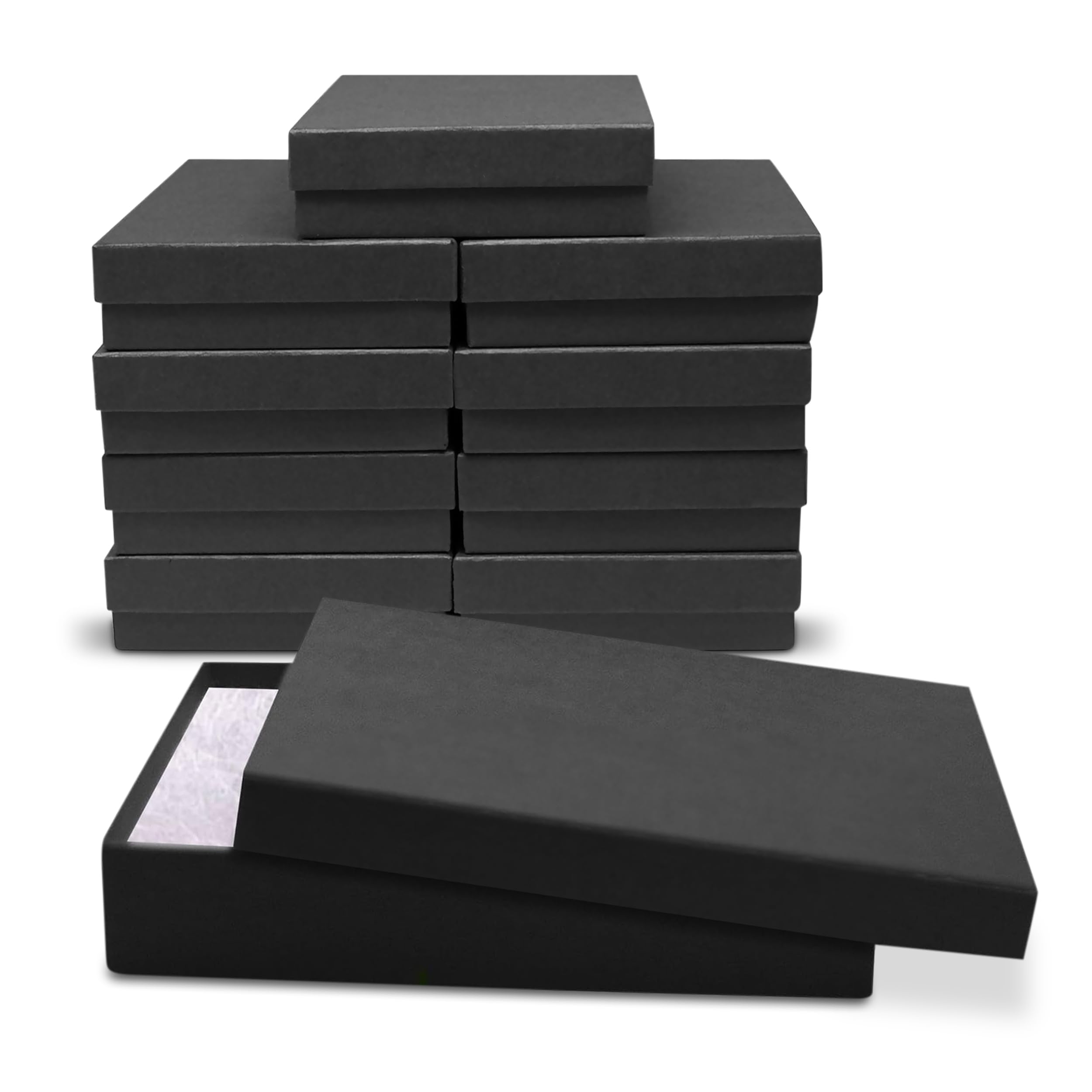 10 Pack Black Jewelry Gift Boxes 5.5x3.5x1 Inch - Premium Cardboard Jewelry Storage Box with Cotton Filling & Lid - Made in USA - Perfect for Bracelets, Necklaces, Rings, Earrings - Great for Wedding, Birthday Gifts & Retail Display