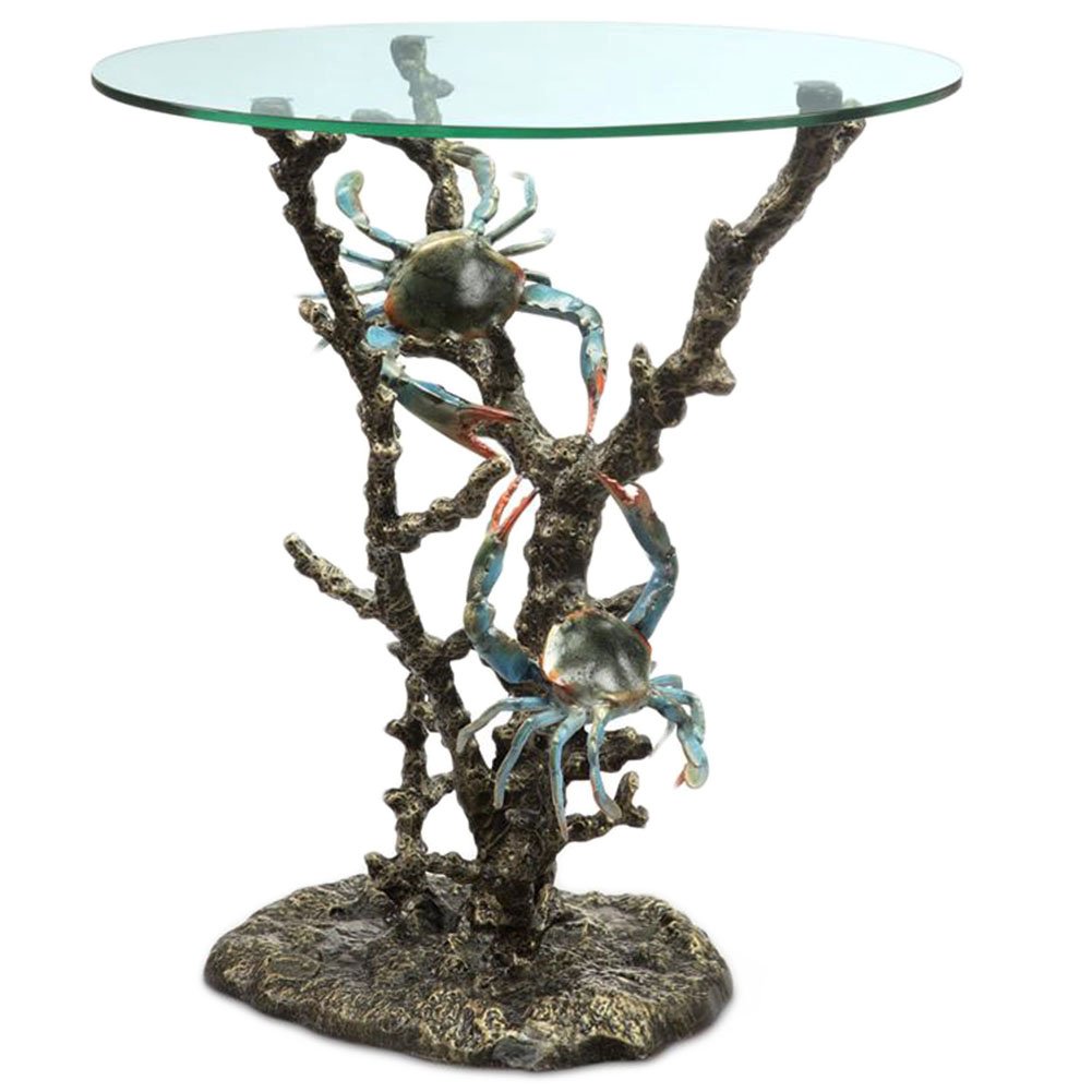 SPI Home Crabs and Coral End Table - Stylish Coastal Decor Accent Table for Living Room, Bedroom, or Beach House - Perfect for Seaside Themed Interiors