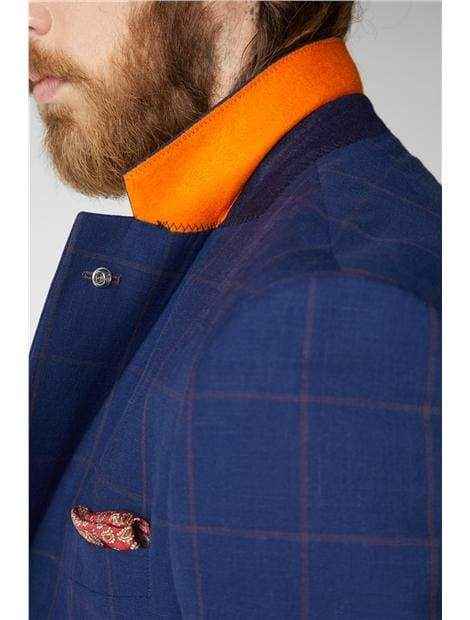 Gibson London Regent Navy & Burgundy Check 3-Piece Suit for Men | Premium Wool Business Attire | Perfect for Weddings, Office & Formal Events