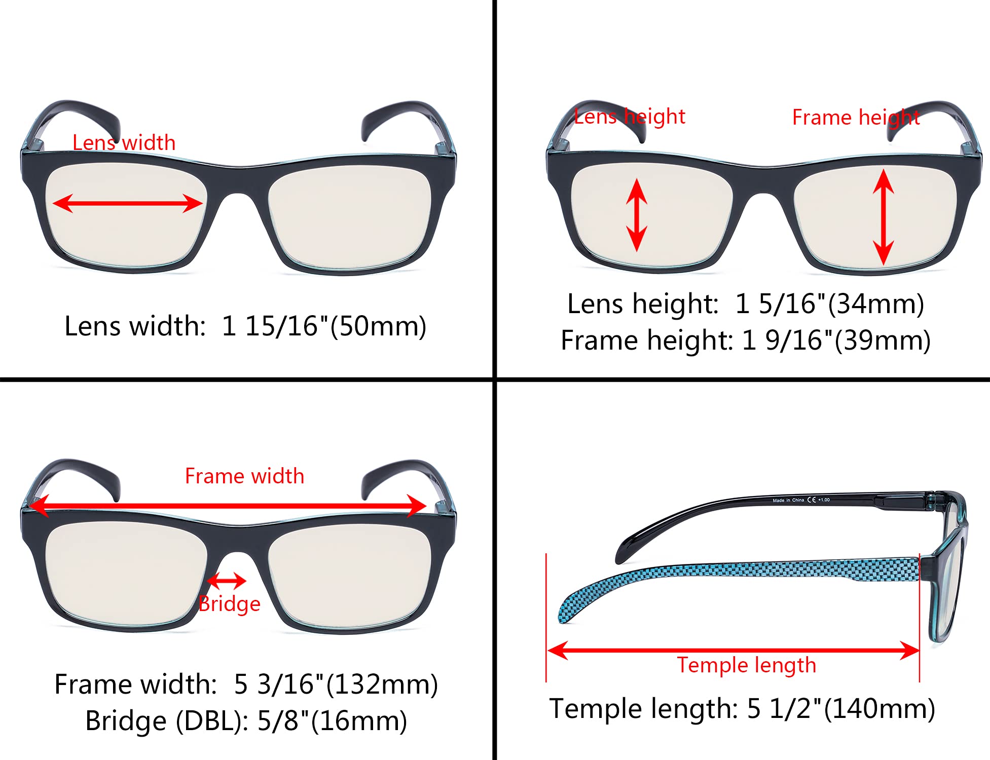 Eyekepper 4 Pack Blue Light Blocking Reading Glasses for Women & Men +3.00 Strength - Stylish Pattern Design for Computer Use, Office Work, and Screen Time Protection