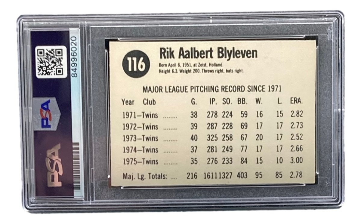 Bert Blyleven Autographed 1976 Hostess #116 Minnesota Twins Baseball Card - PSA/DNA Certified - Perfect for Sports Memorabilia Collectors & Twins Fans Display