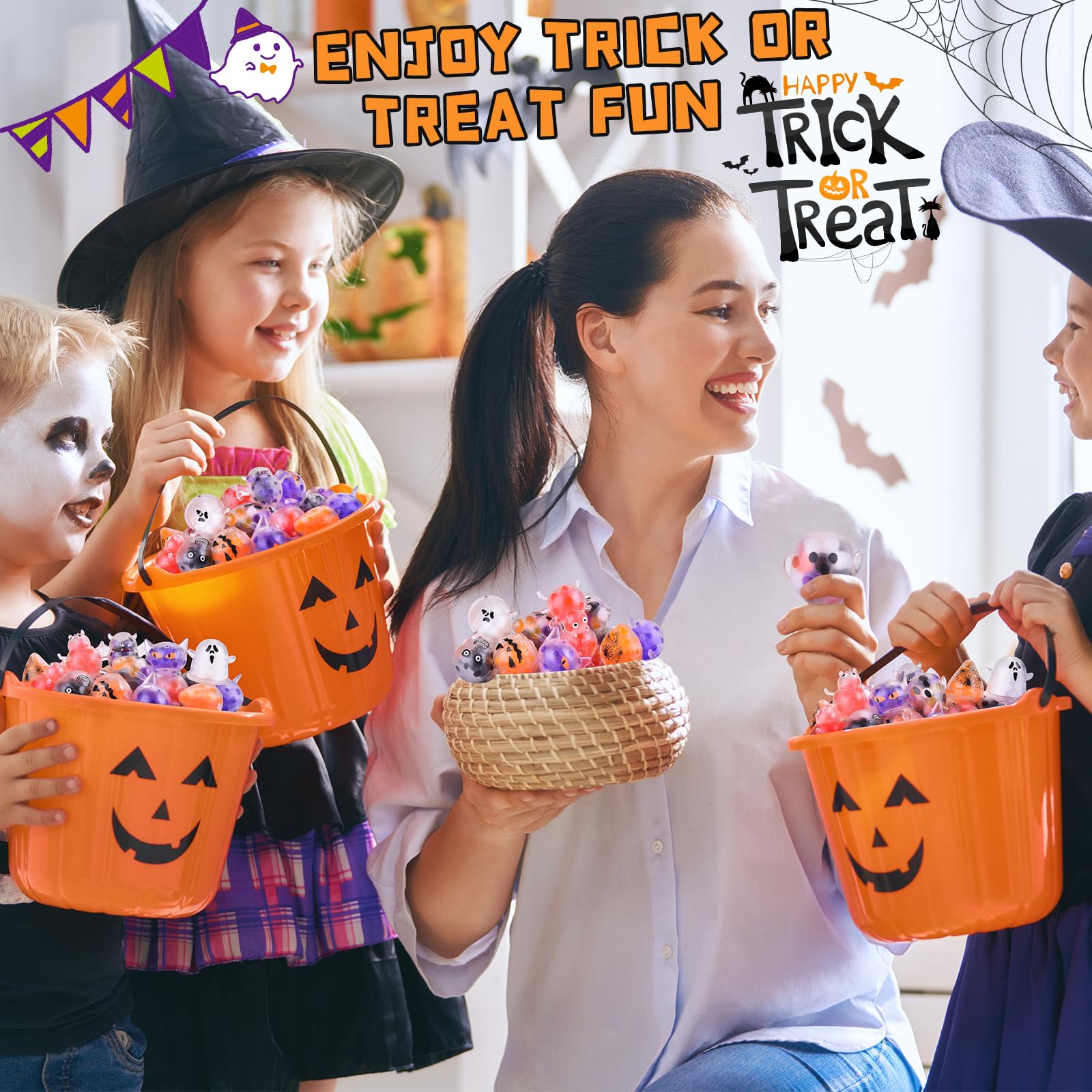 40Packs Halloween Mochi Squishy Toys - Cute Party Favors, Goodie Bag Fillers, Stress Relief Fidget Toys for Kids - Perfect for Halloween Treats, Classroom Prizes & Sensory Play