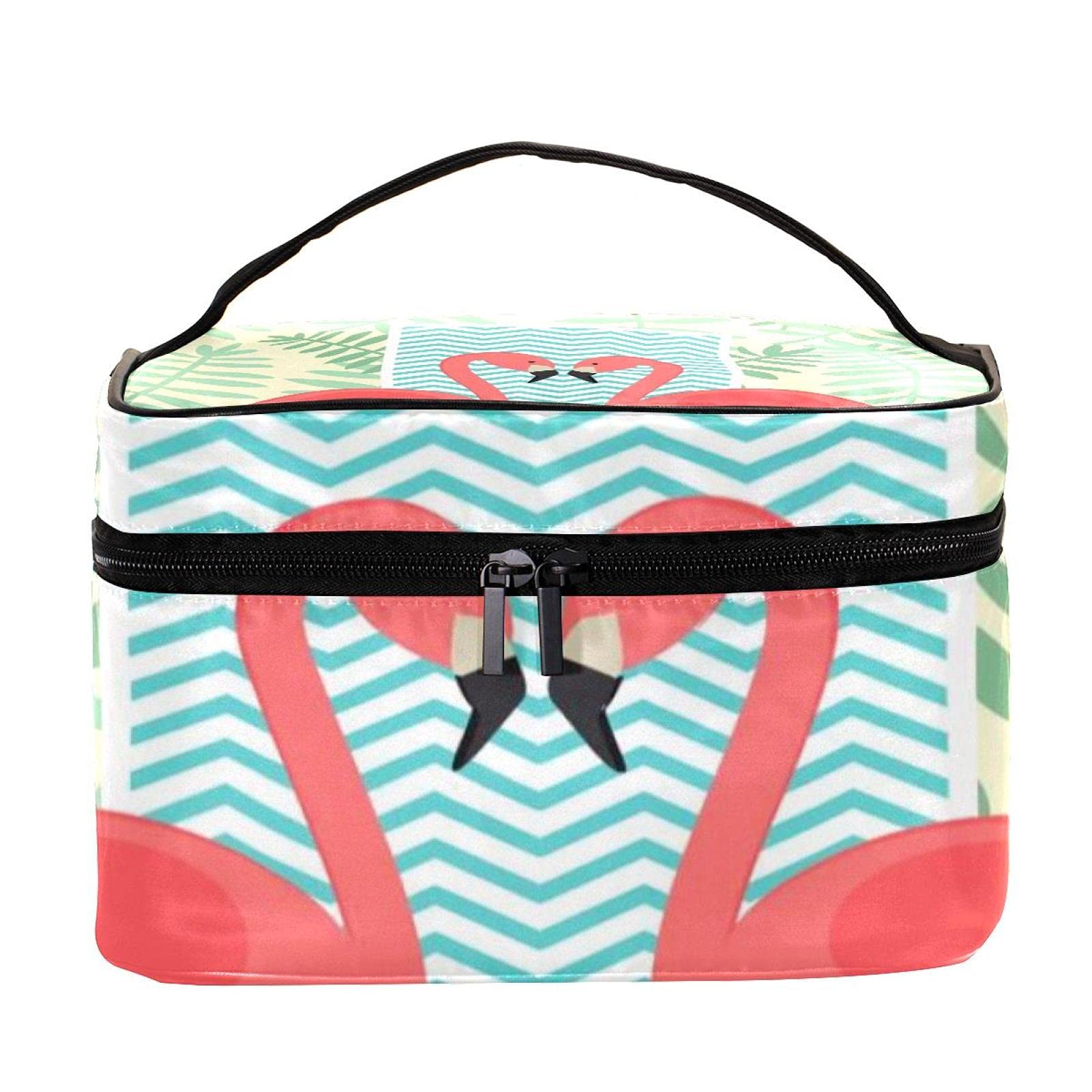 Stylish Tropical Flamingo Print Large Travel Makeup Bag - Waterproof Cosmetic Organizer with Zipper for Women & Girls | Perfect for Vacations, Beach Trips & Gym Essentials