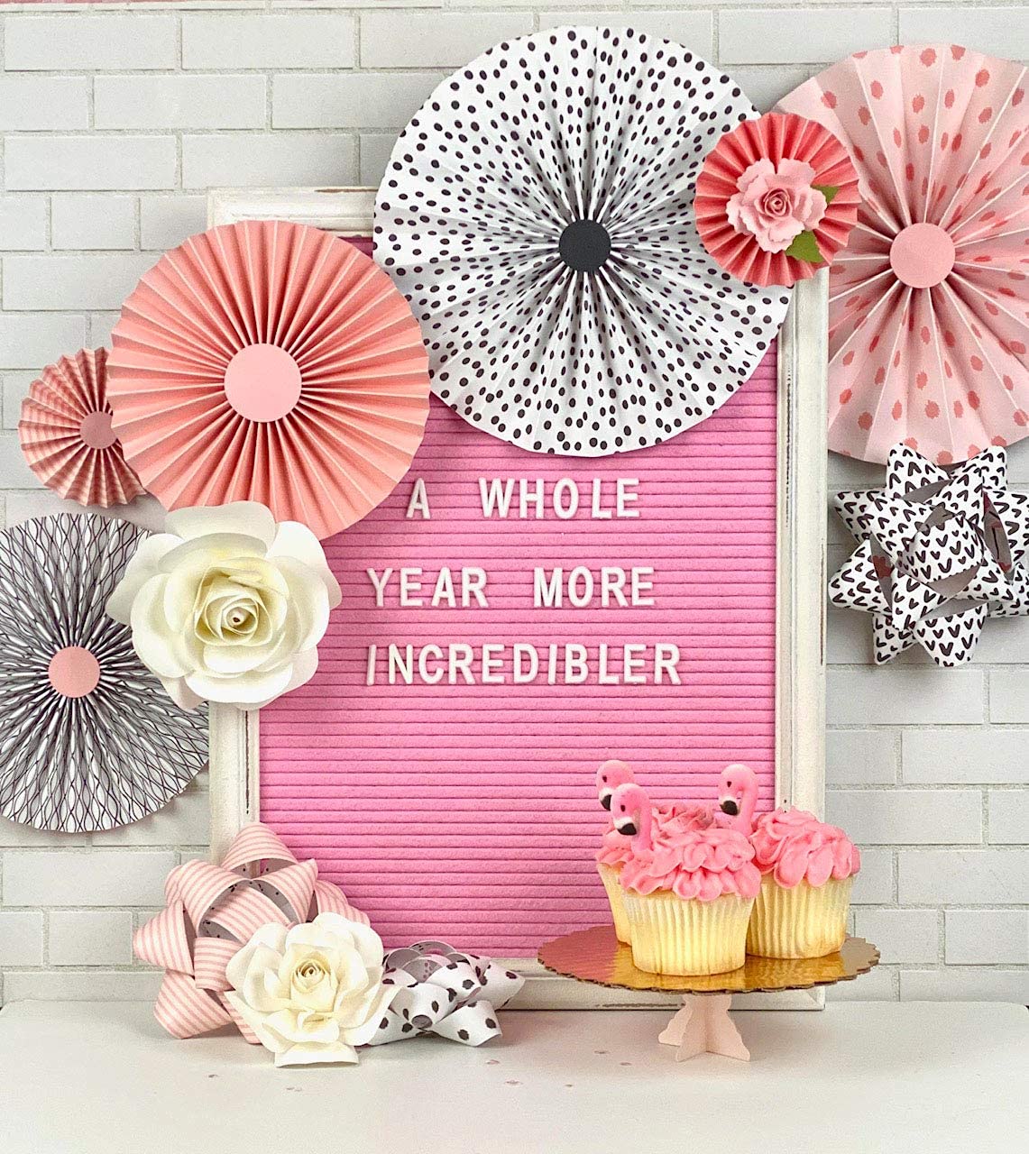 Pink Felt Letter Board with Rustic Wood Frame - 12x16 Changeable Message Board for Baby Announcements, Rustic Farmhouse Decor - Includes 350 Letters & Stand - Perfect for Nursery Decor, Gender Reveal Parties, and Home Decoration