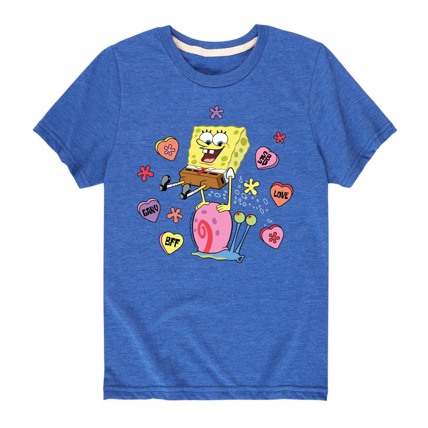 Spongebob Squarepants Valentine's Day Graphic T-Shirt for Toddlers & Kids - Cute Cartoon Short Sleeve Tee - Perfect for Valentine's Gifts, School Events & Family Photos