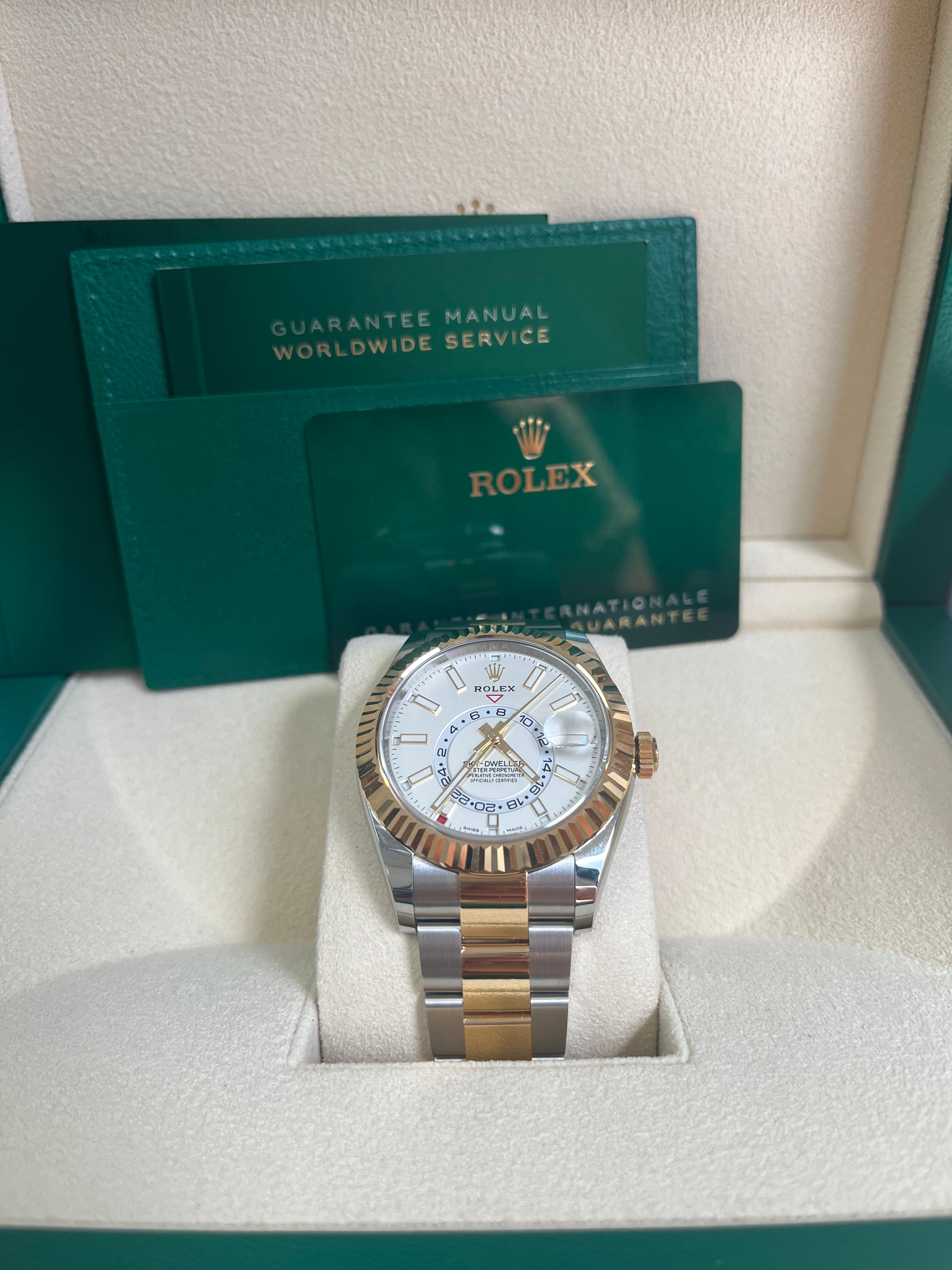 Rolex Sky-Dweller Two-Tone Yellow Gold & Stainless Steel Watch - White Index Dial Ref.326933 - Luxury Men's Watch for Business & Travel