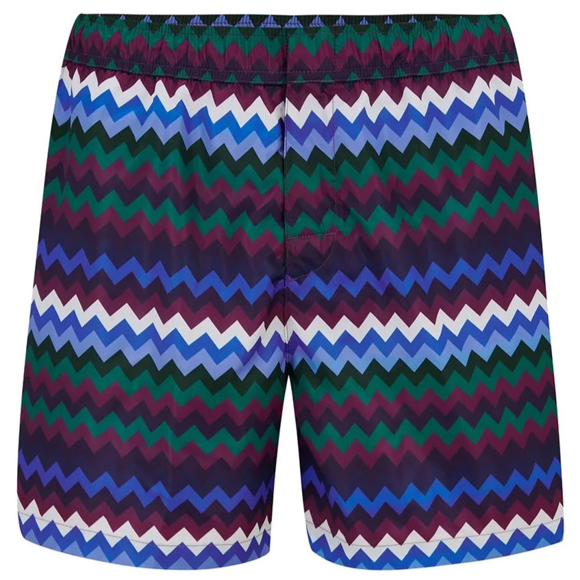 Missoni ZigZag Swim Shorts for Men - Quick Dry Beach Swimwear with UPF Protection - Perfect for Pool, Vacation & Summer Water Activities