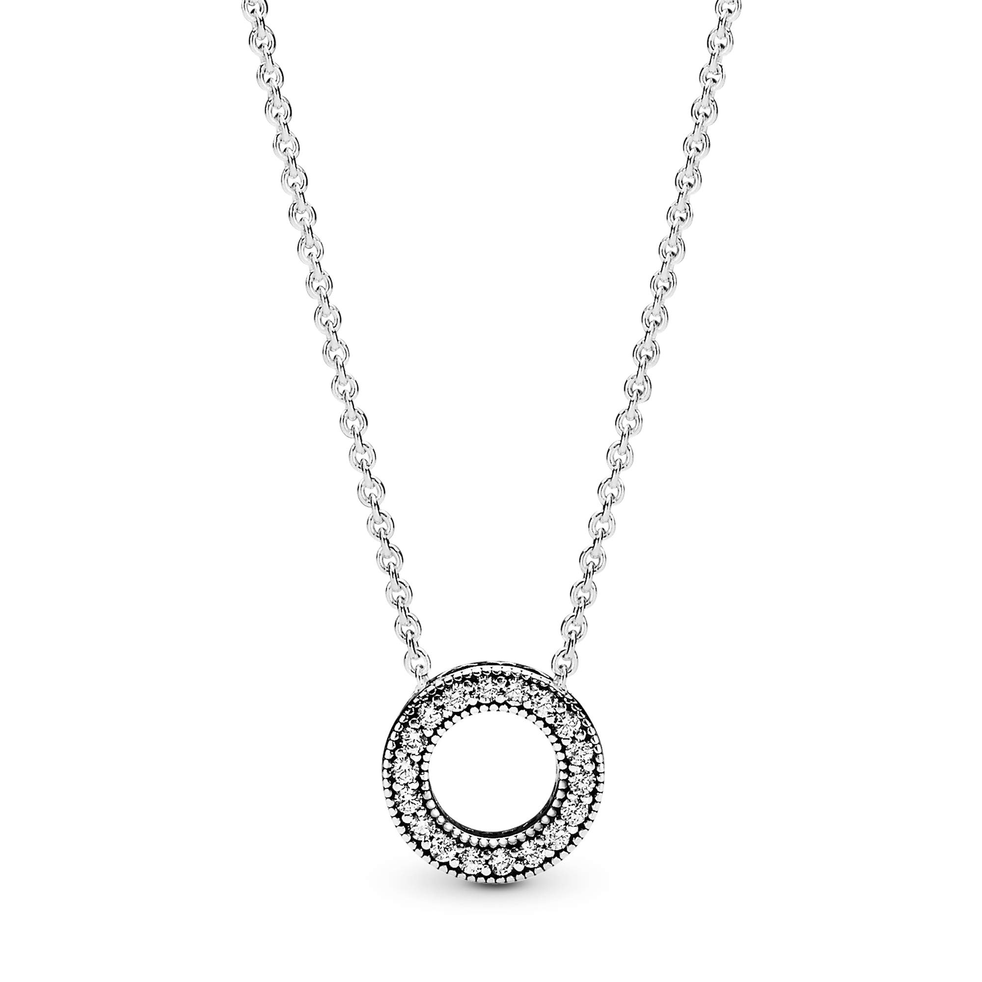 PANDORA Hearts of PANDORA Sterling Silver Cubic Zirconia Necklace - Elegant Gift for Women - 17.7