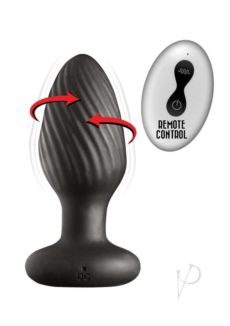 Remote Control Rechargeable Vibrating Rotating Silicone Anal Plug for Men & Women - Black - Perfect for Couples Play & Solo Pleasure
