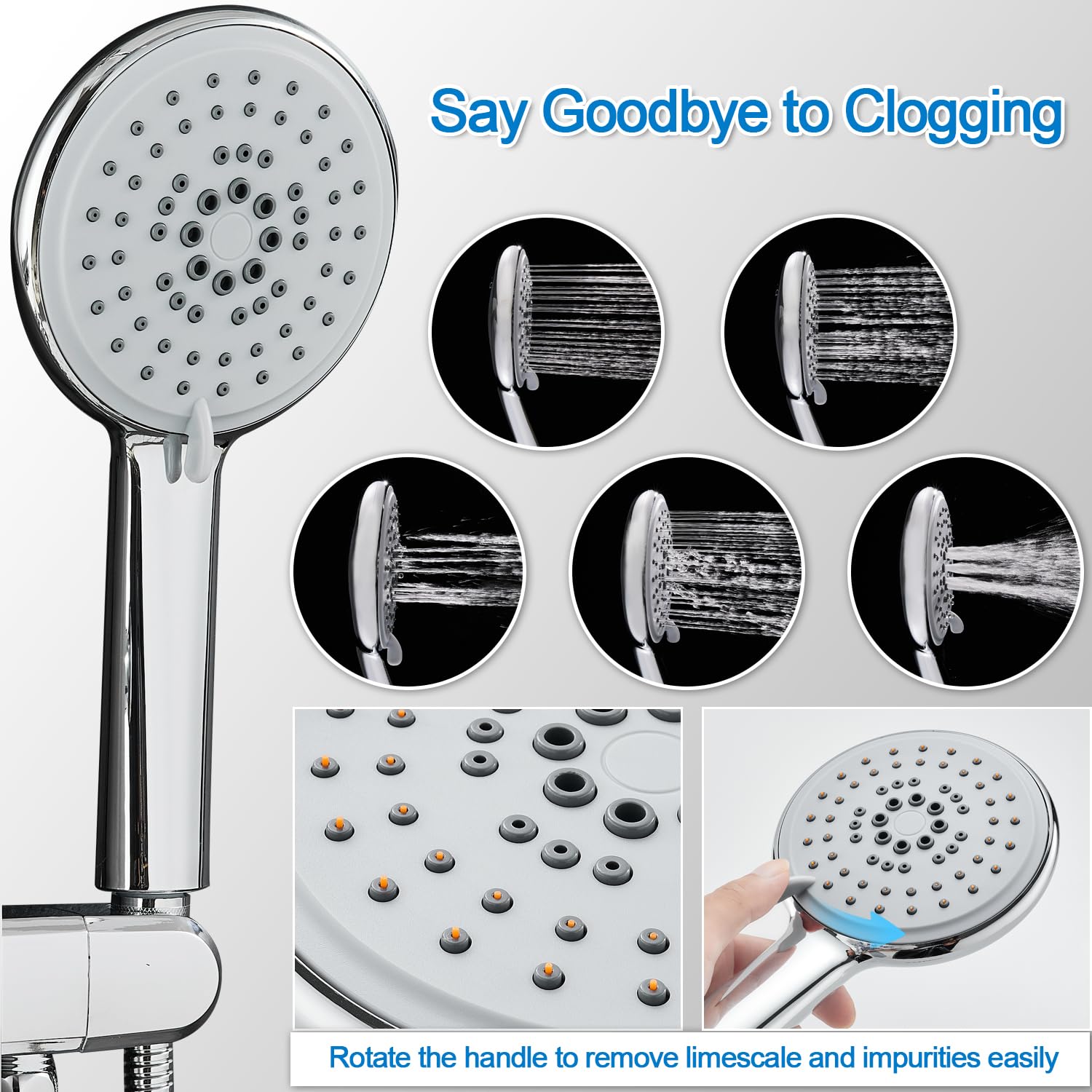 4-Function Luxury Shower Panel System with Rainfall Shower Head, Adjustable Body Jets, Handheld Spray & Tub Spout - Brushed 304 Stainless Steel Shower Tower Column for Spa-Like Bathroom Experience