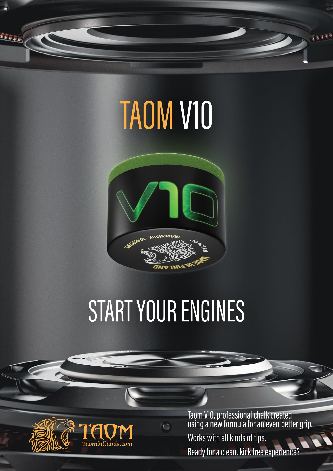 Premium Taom V10 Billiard Pool Cue Chalk - High-Performance Green Chalk with Holder | Perfect for Professional & Home Pool Tables, Snooker, and Billiards Practice