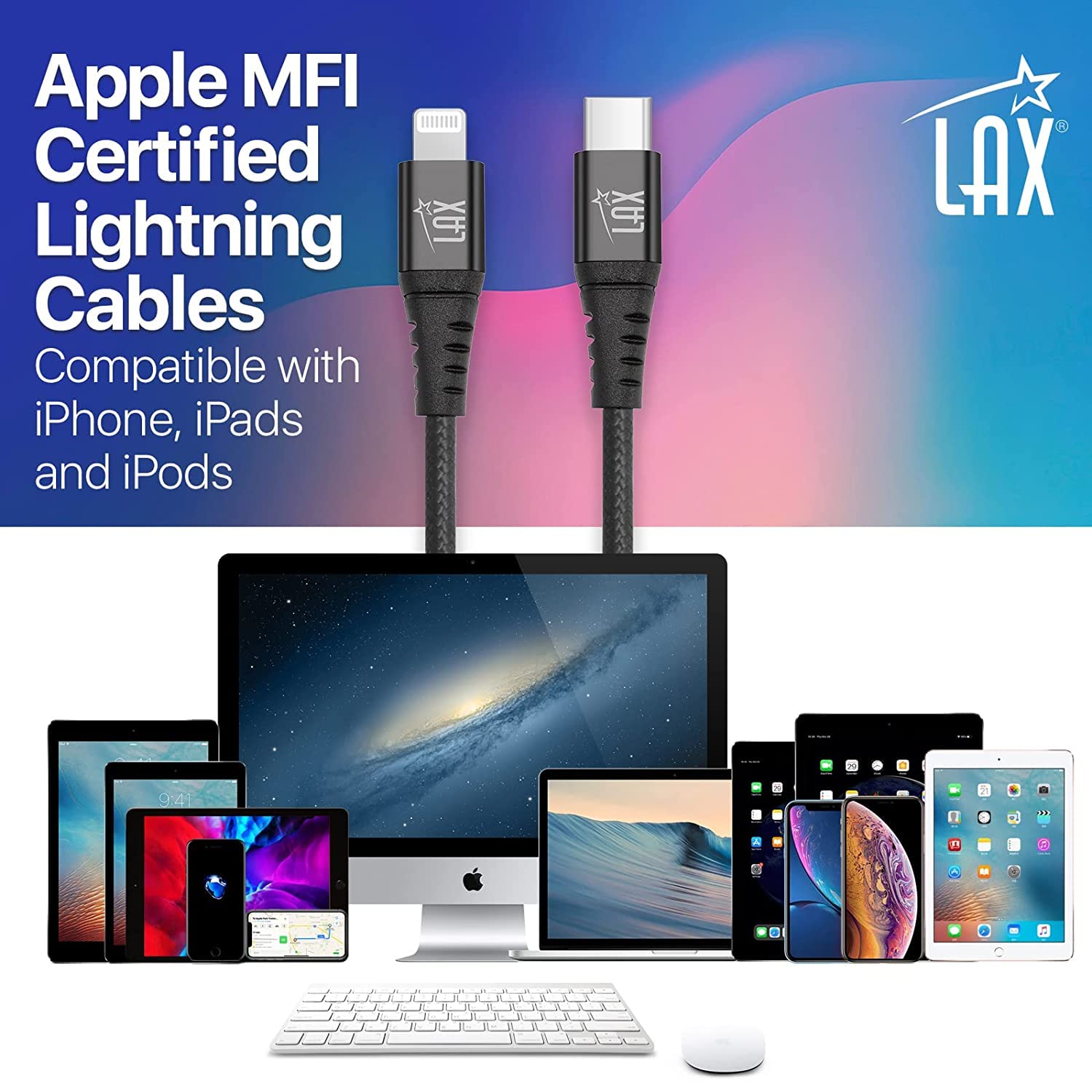 Apple MFi Certified USB C to Lightning Cable - 6Ft Nylon Braided Fast Charging & Data Sync Cable for iPhone 14/14 Plus/14 Pro/14 Pro Max, iPad, iPod - 2-Pack Black - Perfect for Home, Office & Travel Charging