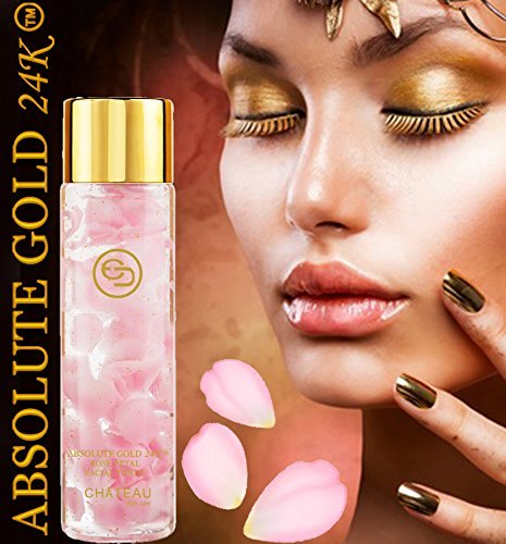 24K Gold Rose Petal Facial Toner & Serum Duo - Anti-Aging Collagen, Hyaluronic Acid & Peptides for All Skin Types - Hydrating & Lifting Treatment for Day & Night Skincare Routine