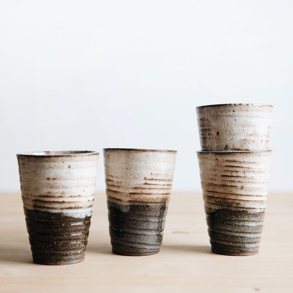 Handmade Rustic Ceramic Coffee Mugs Set of 4 - Farmhouse Style Stoneware Cups for Tea, Hot Chocolate & Home Decor - Perfect for Cozy Kitchens, Cafés & Gift Giving