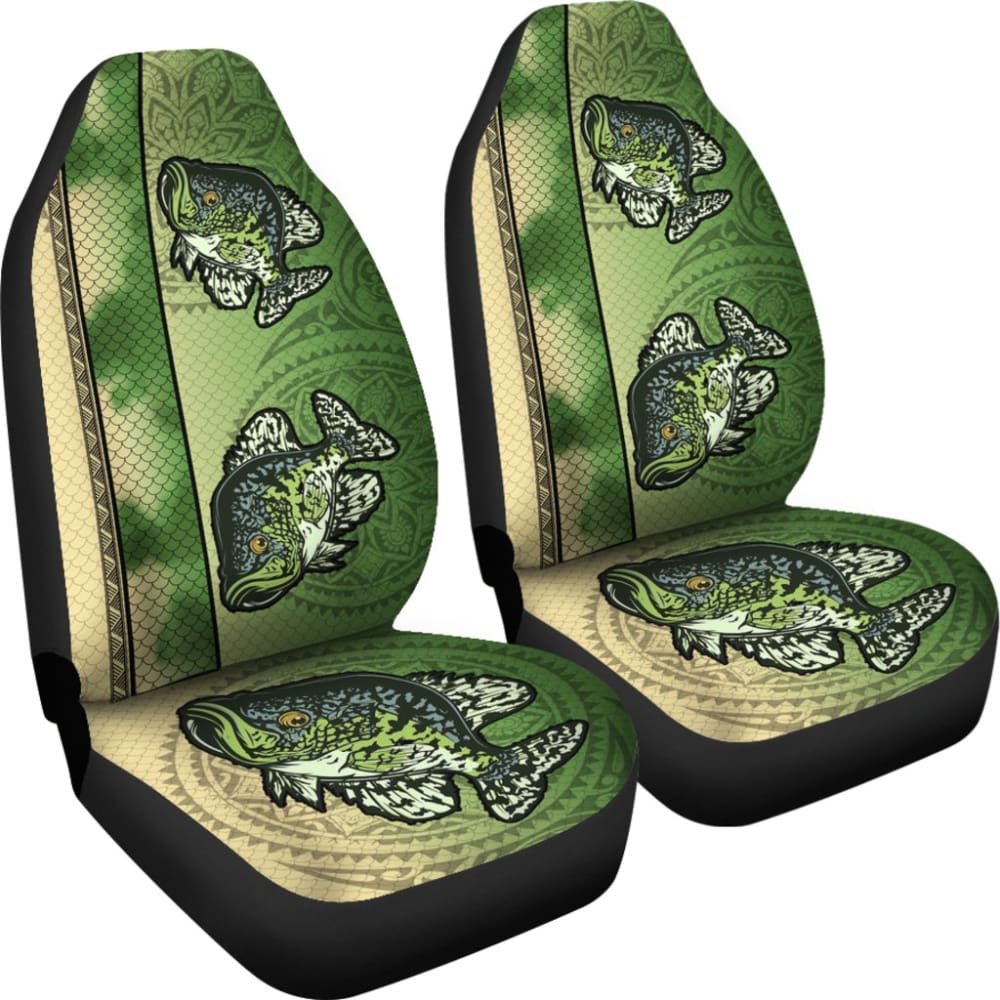 Black Crappie Fish Scale Pattern Waterproof Fishing Car Seat Covers - Durable & Comfortable for Trucks, SUVs, Boats - Perfect for Outdoor Enthusiasts & Anglers