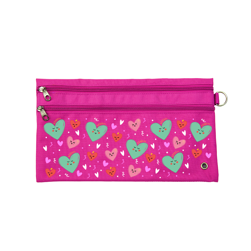 Sweet Hearts Pencil Case for School & Office - Cute Heart Design Zipper Pouch for Pens, Markers & Art Supplies - Perfect Gift for Students, Teachers & Stationery Lovers