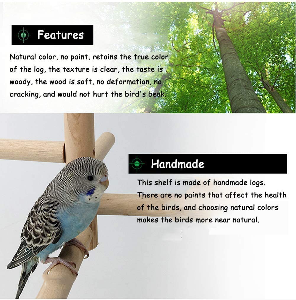Premium Wooden Parrot Playstand with Ladder, Feeder Cups & Toys - Bird Play Gym for Exercise & Fun - Perfect for Macaws, Cockatoos & Large Parrots - Indoor & Outdoor Bird Activity Center