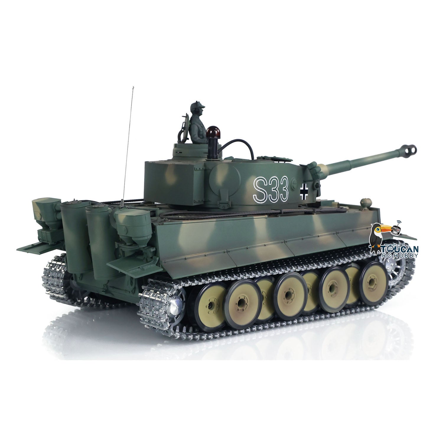 1:16 Henglong 7.0 German Tiger I RTR RC Tank with Metal Tracks, BB Shooting, Infrared Battle & Smoke Effects - 340° Rotating Turret - Perfect for Military Enthusiasts, Collectors and RC Tank Battles