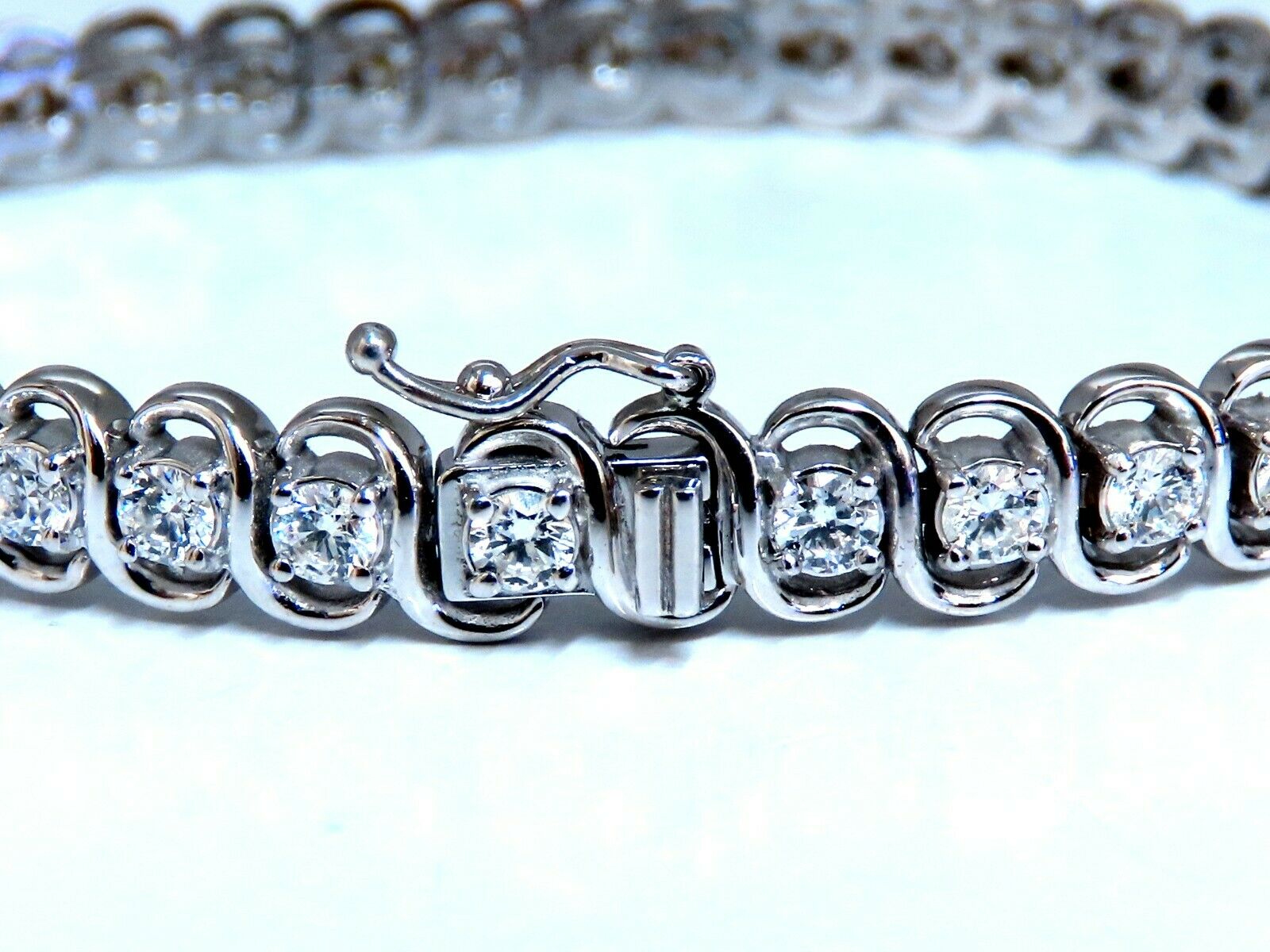 3.80 Carat Natural Diamond Tennis Bracelet in 14K Gold - Elegant Interlink Design for Women, Perfect for Weddings, Anniversaries & Special Occasions