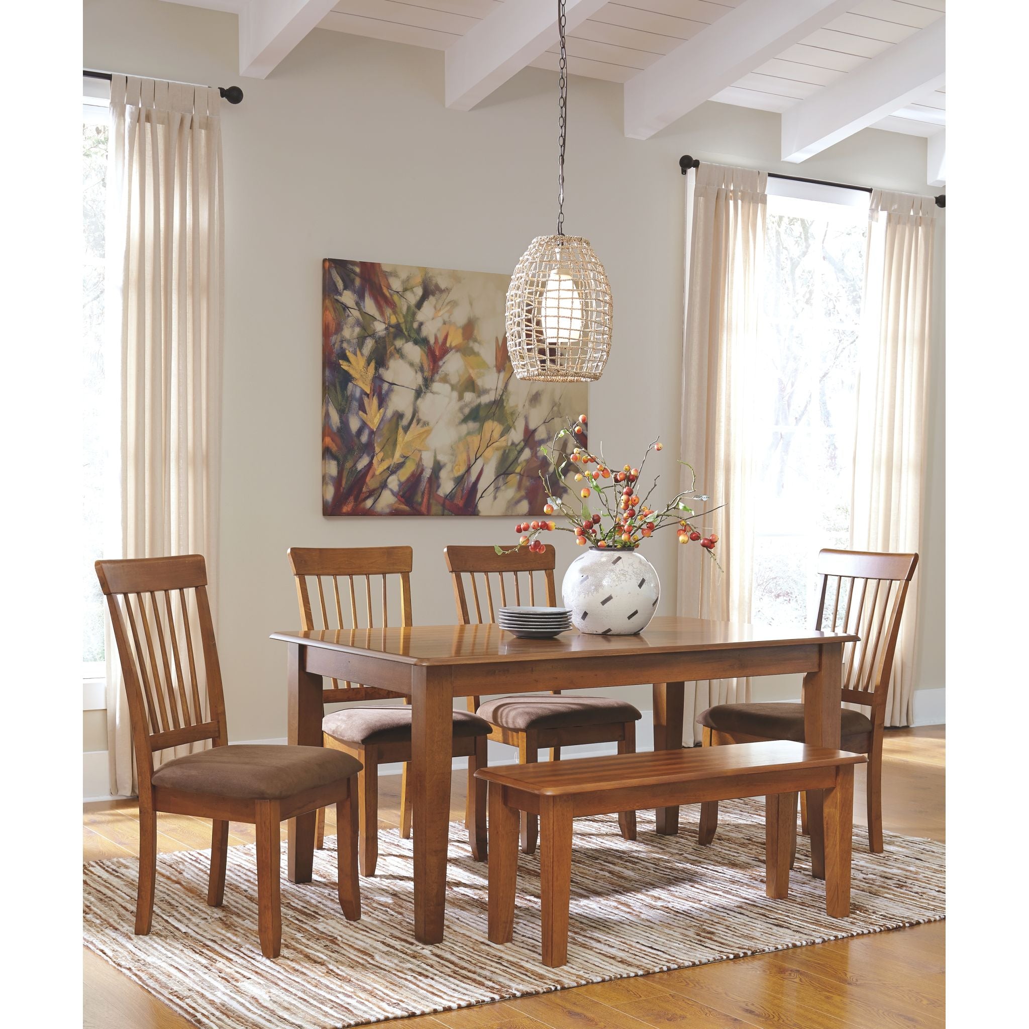 Berringer Casual Dining Table Set - Modern Wooden Kitchen & Dining Room Furniture for Family Gatherings & Dinner Parties