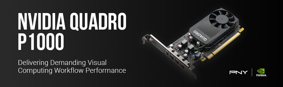 Refurbished PNY NVIDIA Quadro P1000 4GB GDDR5 PCIe x16 Professional Graphics Card - 4K Displays @ 60Hz, 4x DisplayPort 1.4 with Audio (VCQP1000 PB) - Perfect for CAD, 3D Modeling & Video Editing Workstations