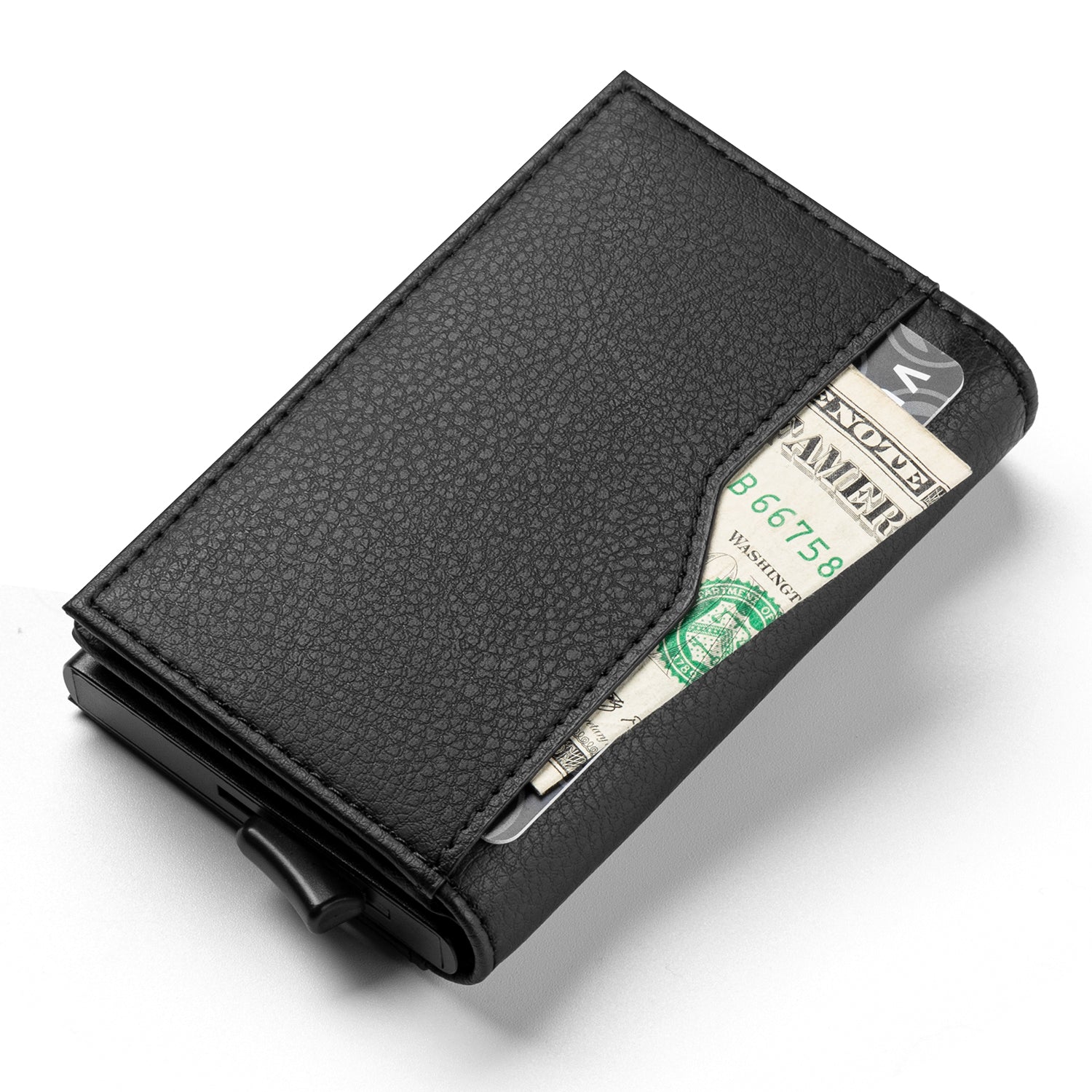 VC205 Men's RFID Blocking Leather Card Holder Wallet with Double ID Windows - Holds 12 Cards, Slim & Secure for Travel, Business & Everyday Use