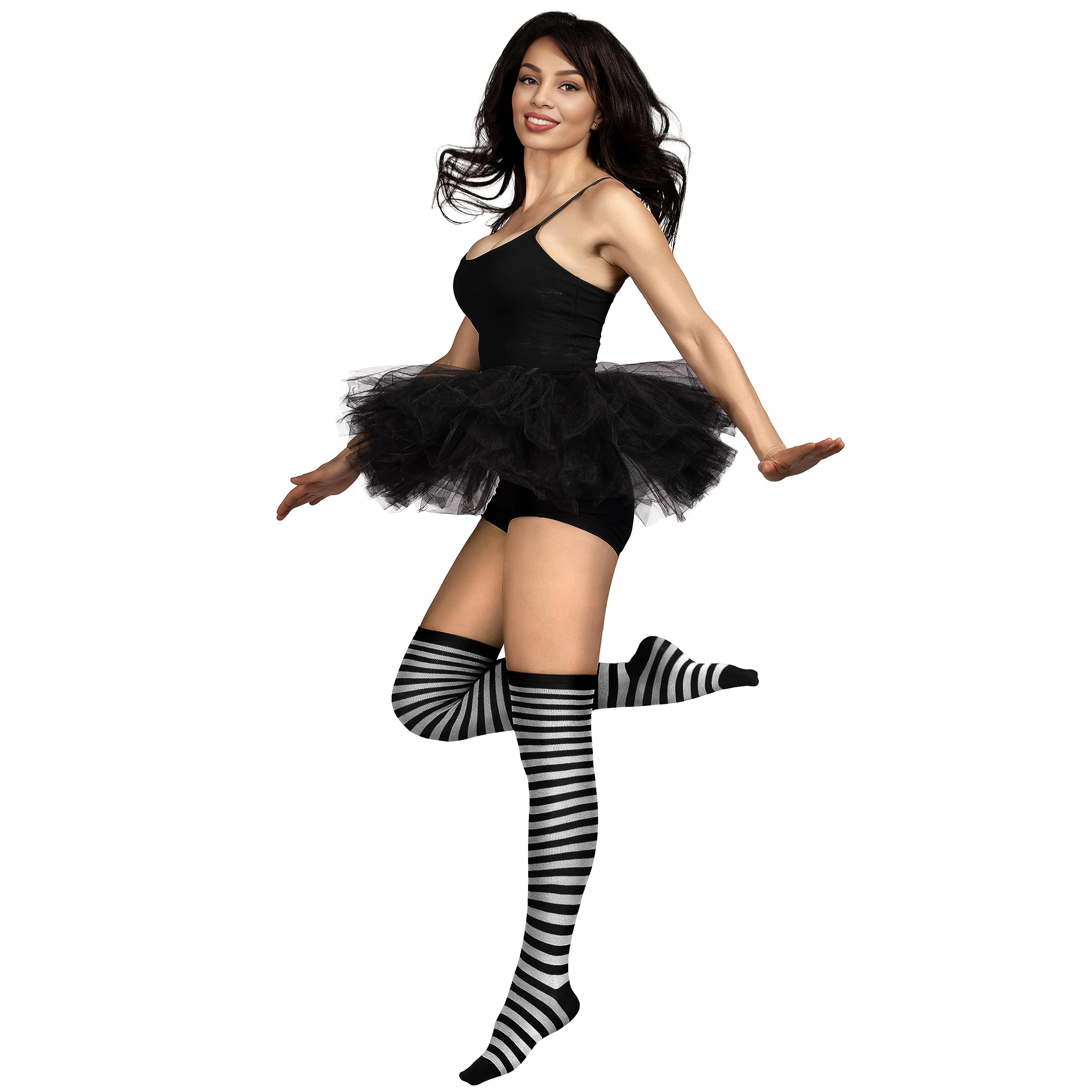 Spooktacular Creations Women's Striped Over The Knee Thigh High Stockings - Halloween Costume Accessories for Women & Girls | Perfect for Cosplay, Parties & Festive Outfits