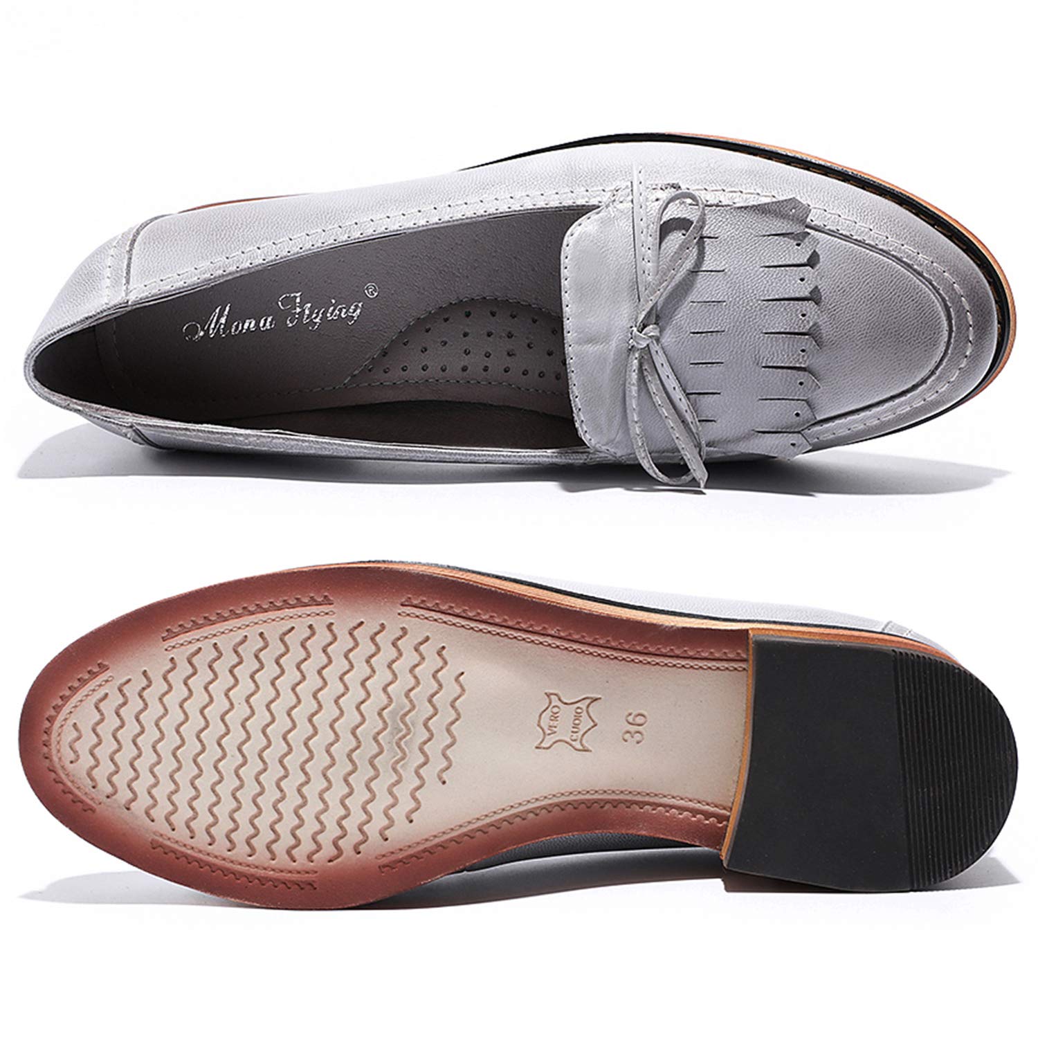 Women's Leather Tassel Loafers - Slip On Casual & Office Flats for Ladies | Mona Flying Dress Shoes | Perfect for Work, Business Meetings & Everyday Wear