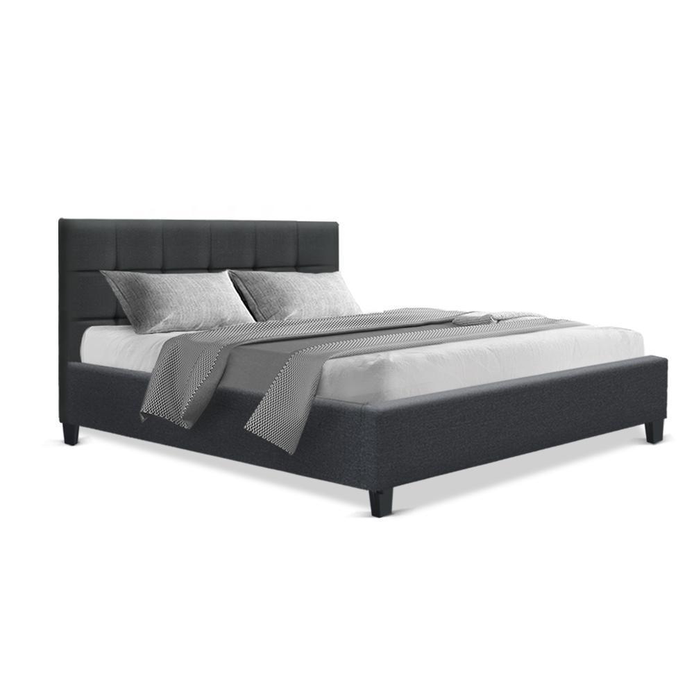 Agnes Bed Charcoal & Gray Bonnell Spring Mattress - Medium Firm Support - Double Package - Perfect for Guest Rooms, Dorms & Apartments
