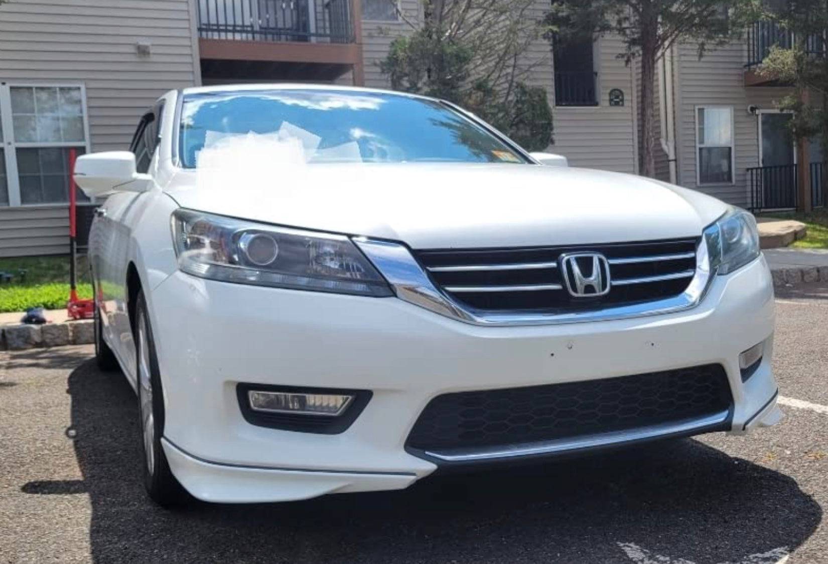 HFP Style Front Bumper Lip for 2013-2015 Honda Accord Sedan - 2PC PP Material - Enhance Appearance & Aerodynamics for Street & Show Cars